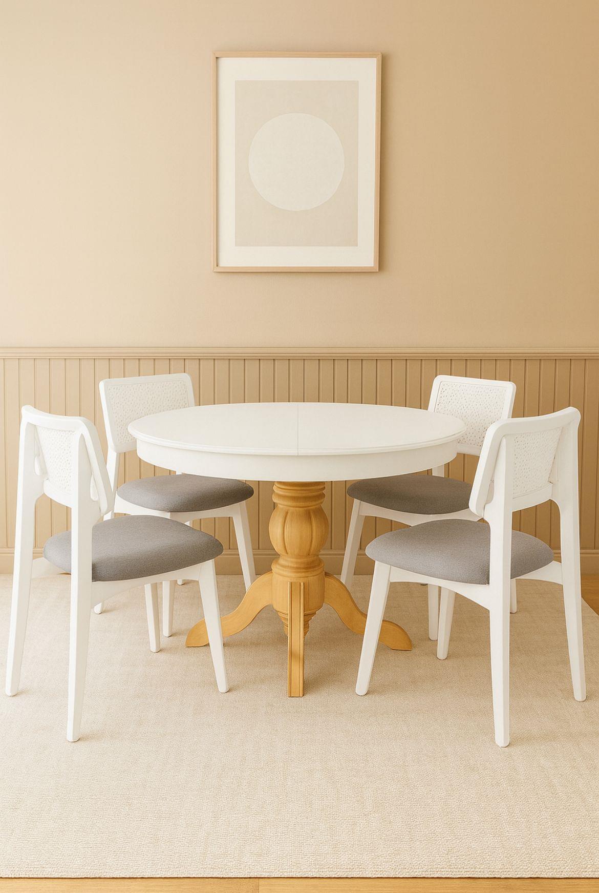 Yuvarlak açılır masa takımı ile modern yemek odası dekorasyonu