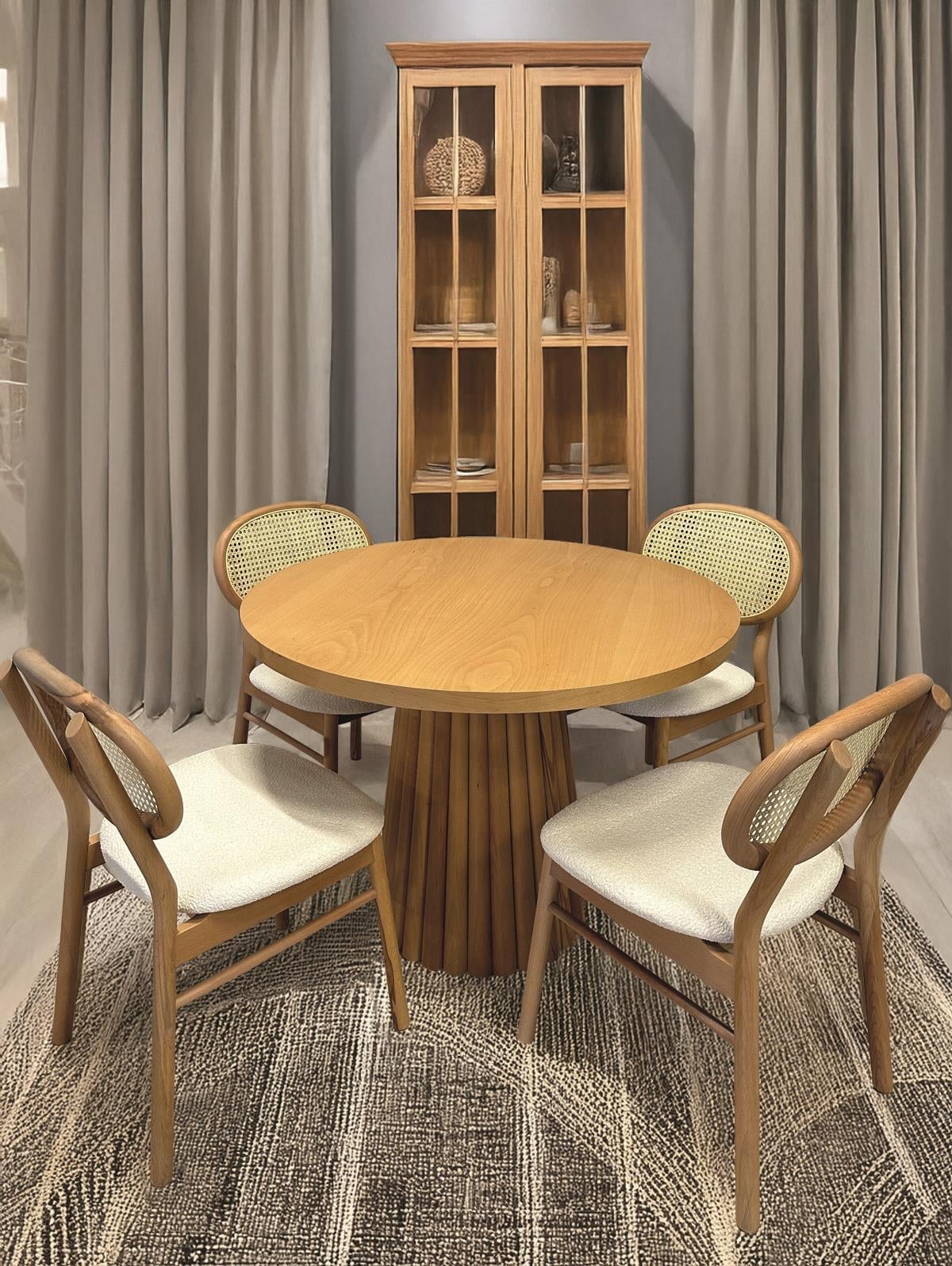 yuvarlak ahsap masa takimi 4 kisilik modern yemek masasi alberohome