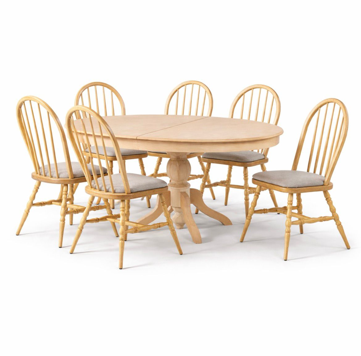 100x150 Açılır Oval Masa Takımı 6 Sandalyeli – 8/10 Kişilik – Masif Ayaklı Kayın Kaplama MDF