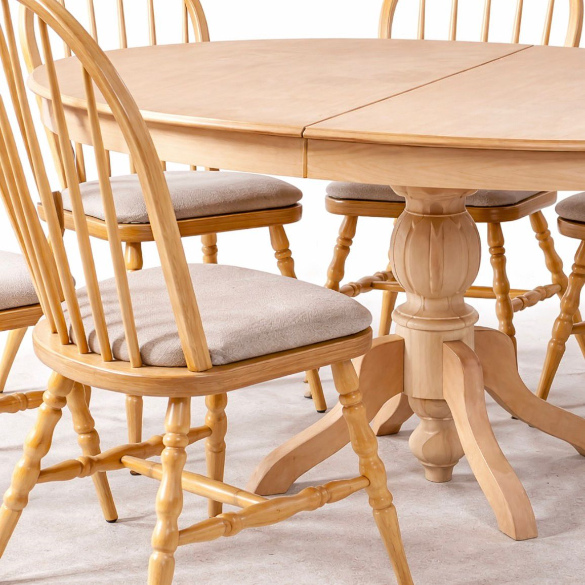 100x150 Açılır Oval Masa Takımı 6 Sandalyeli – 8/10 Kişilik – Masif Ayaklı Kayın Kaplama MDF