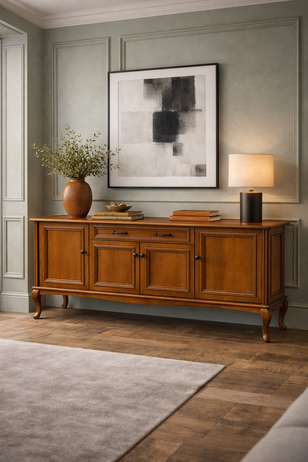 180 cm Masif Ayaklı Ahşap Konsol – Siyah, Beyaz, Ceviz