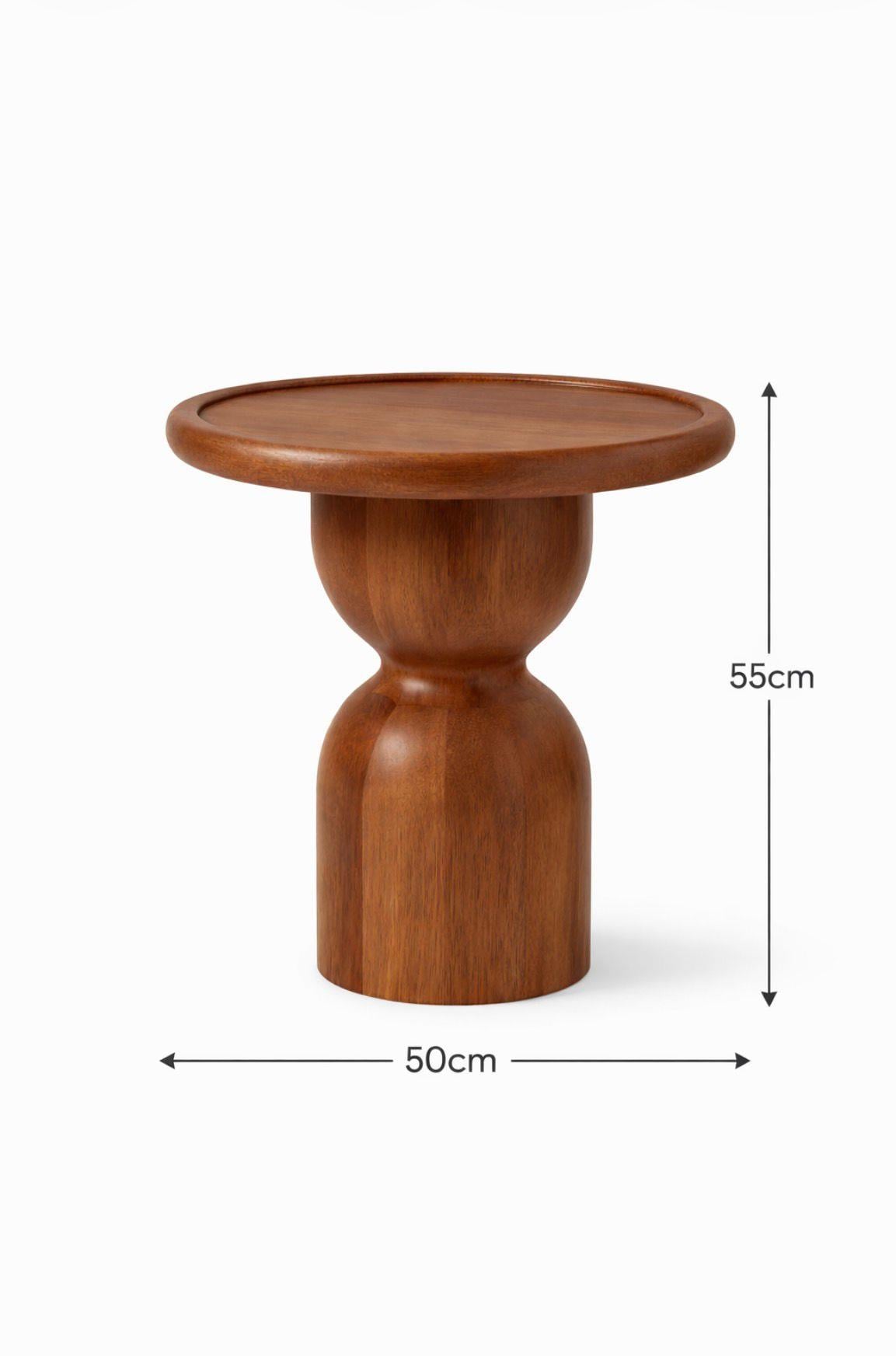 50×50 Masif Ahşap Yan Sehpa | 55 cm Yükseklik | Ofis & Berjer Yanı