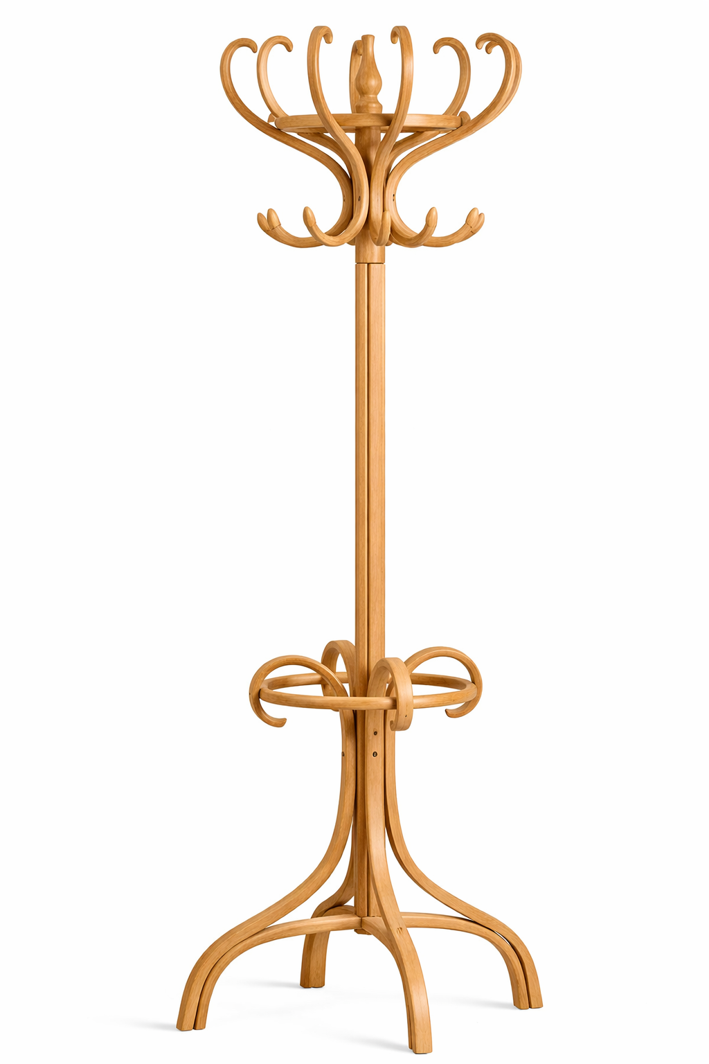 8li Tonet Askılık | El Yapımı Masif Ahşap Ayaklı Askı 178 cm