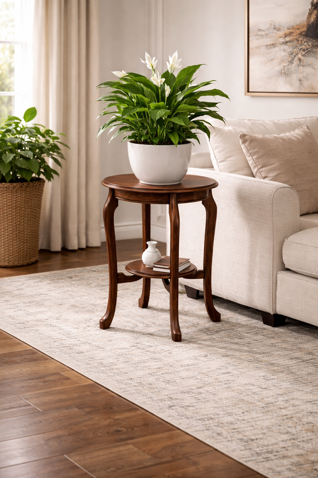 Ahşap Saksılık Standı – Yuvarlak  Dekoratif Saksı Sehpası – 71 cm