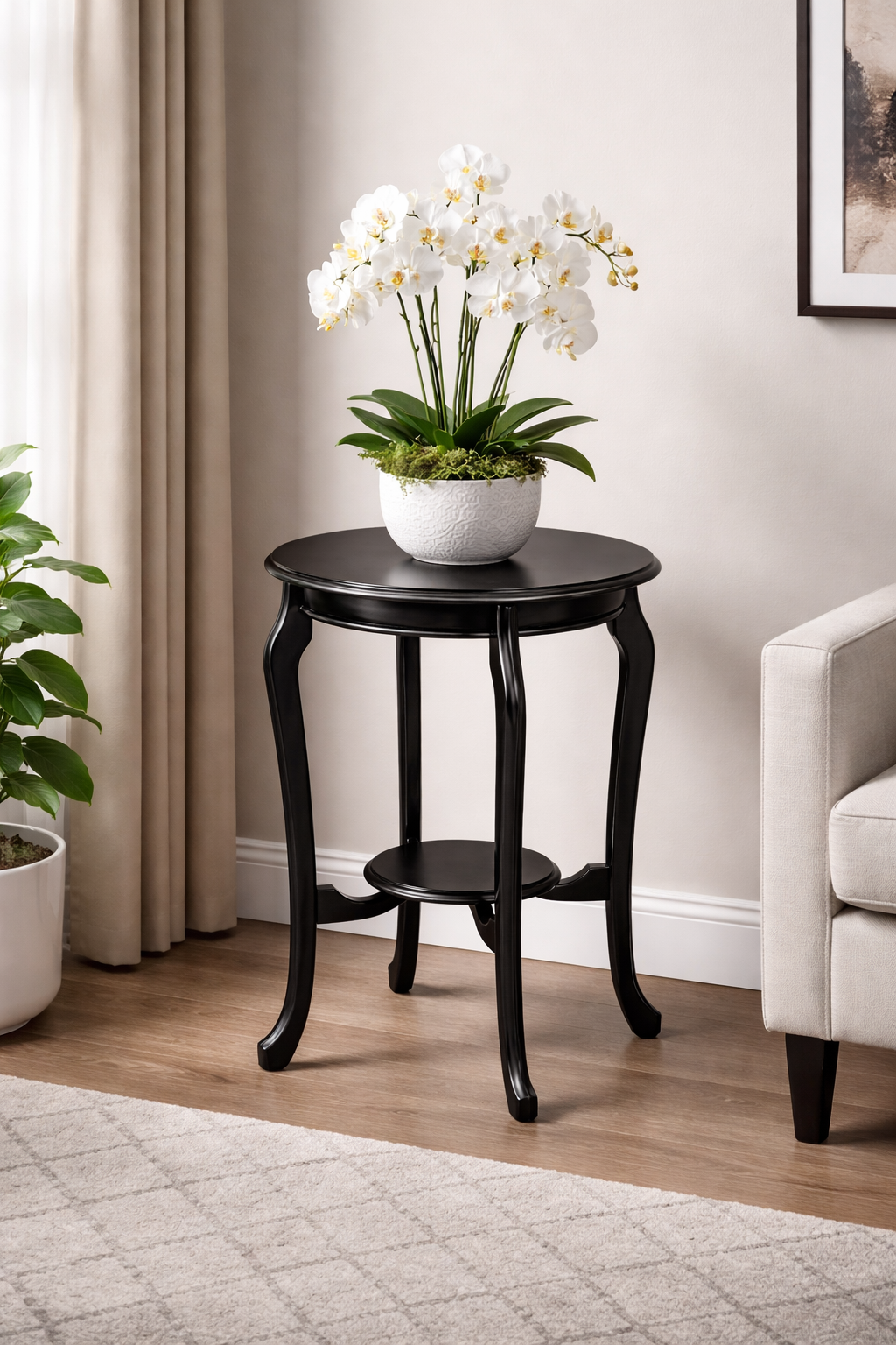 Ahşap Saksılık Standı – Yuvarlak  Dekoratif Saksı Sehpası – 71 cm