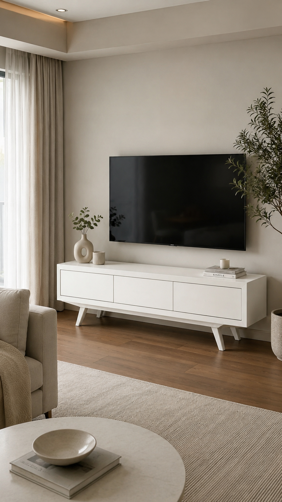 Alberohome Modern Beyaz TV Ünitesi 180x43x52 cm