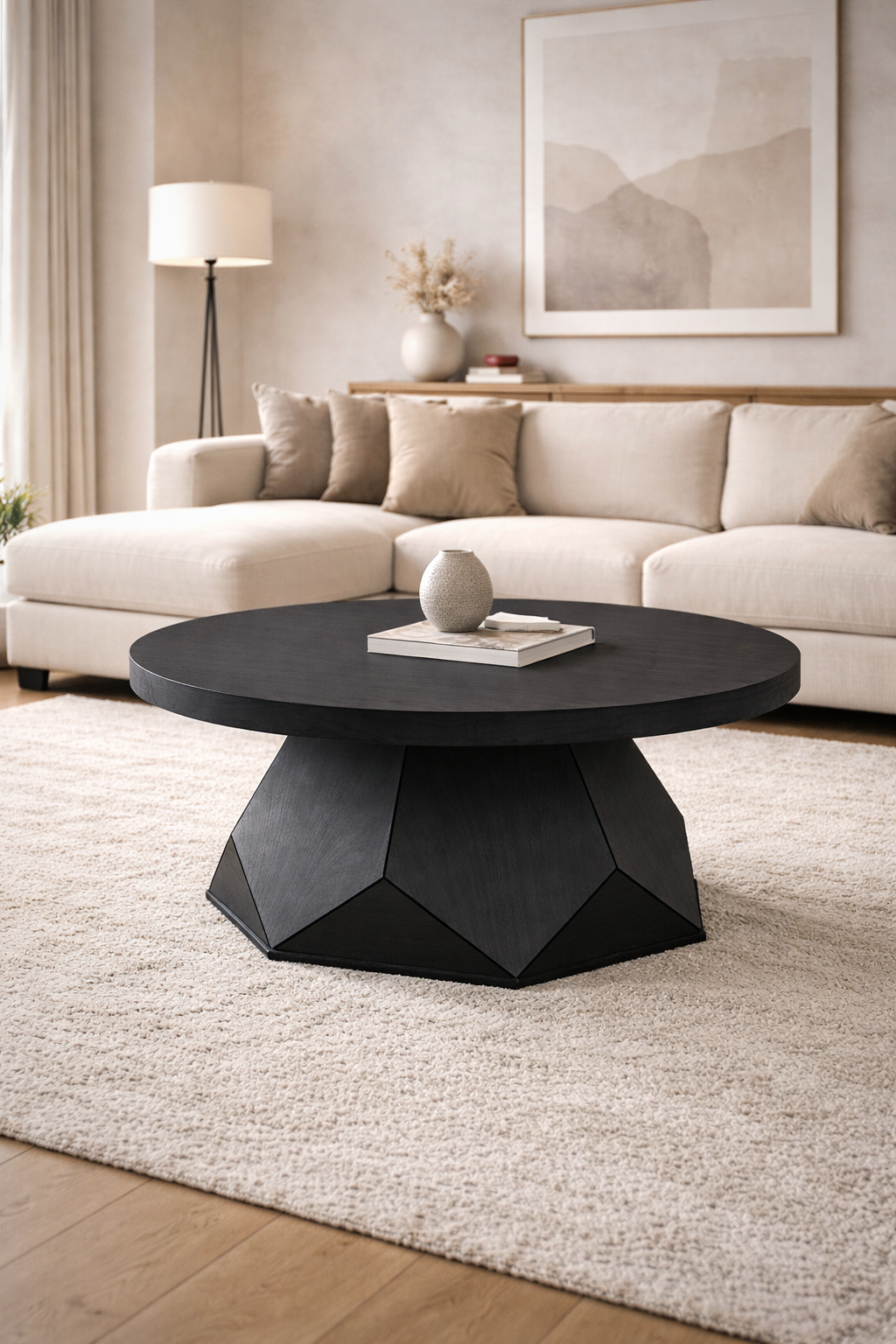 Alberohome Modern Yuvarlak Orta Sehpa 80 cm Minimal Salon Sehpası