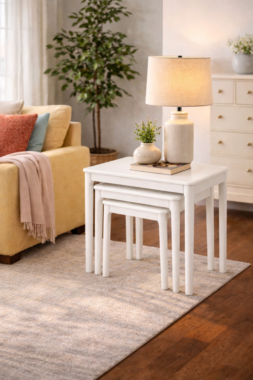 AlberoLinea Soft Kayın Zigon Sehpa Seti – Doğal Ahşap Şıklık