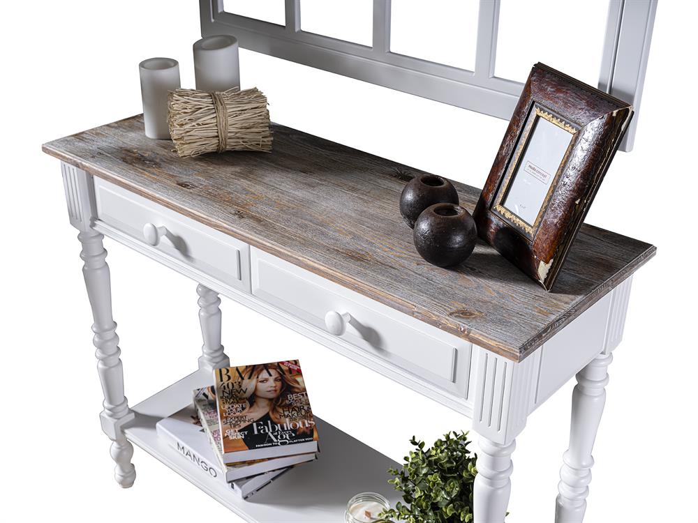 Barbery Doğal Ahşap Beyaz Renk Masif Dresuar 100x36 Cm - Modern & Şık Tasarım