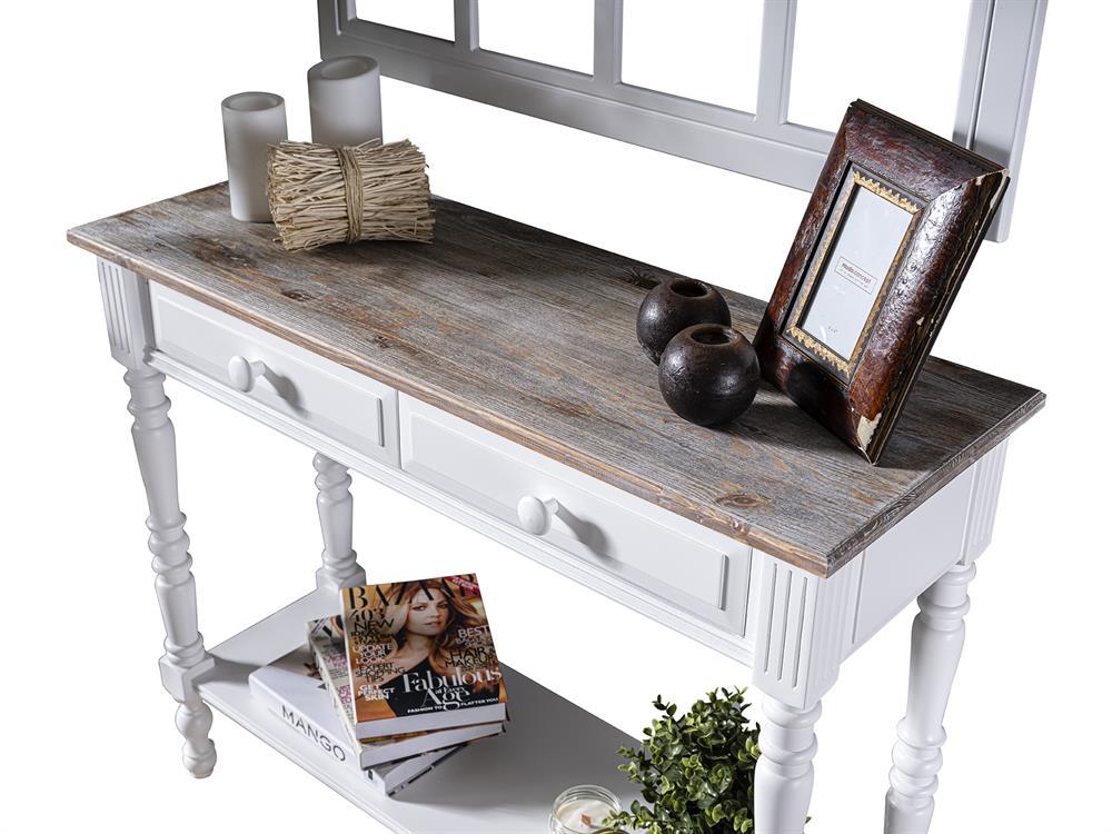 Barbery Doğal Ahşap Beyaz Renk Masif Dresuar 120x36 Cm - Modern & Şık Tasarım