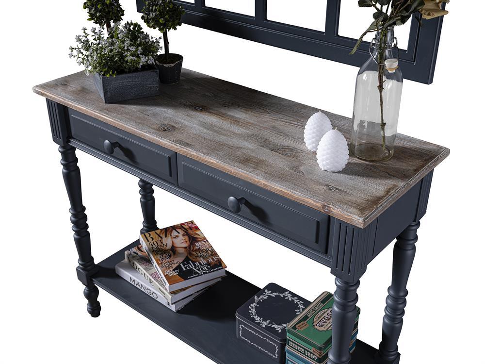 Barbery Doğal Ahşap Koyu Gri Renk Masif Dresuar 120x36 Cm - Modern & Şık Tasarım