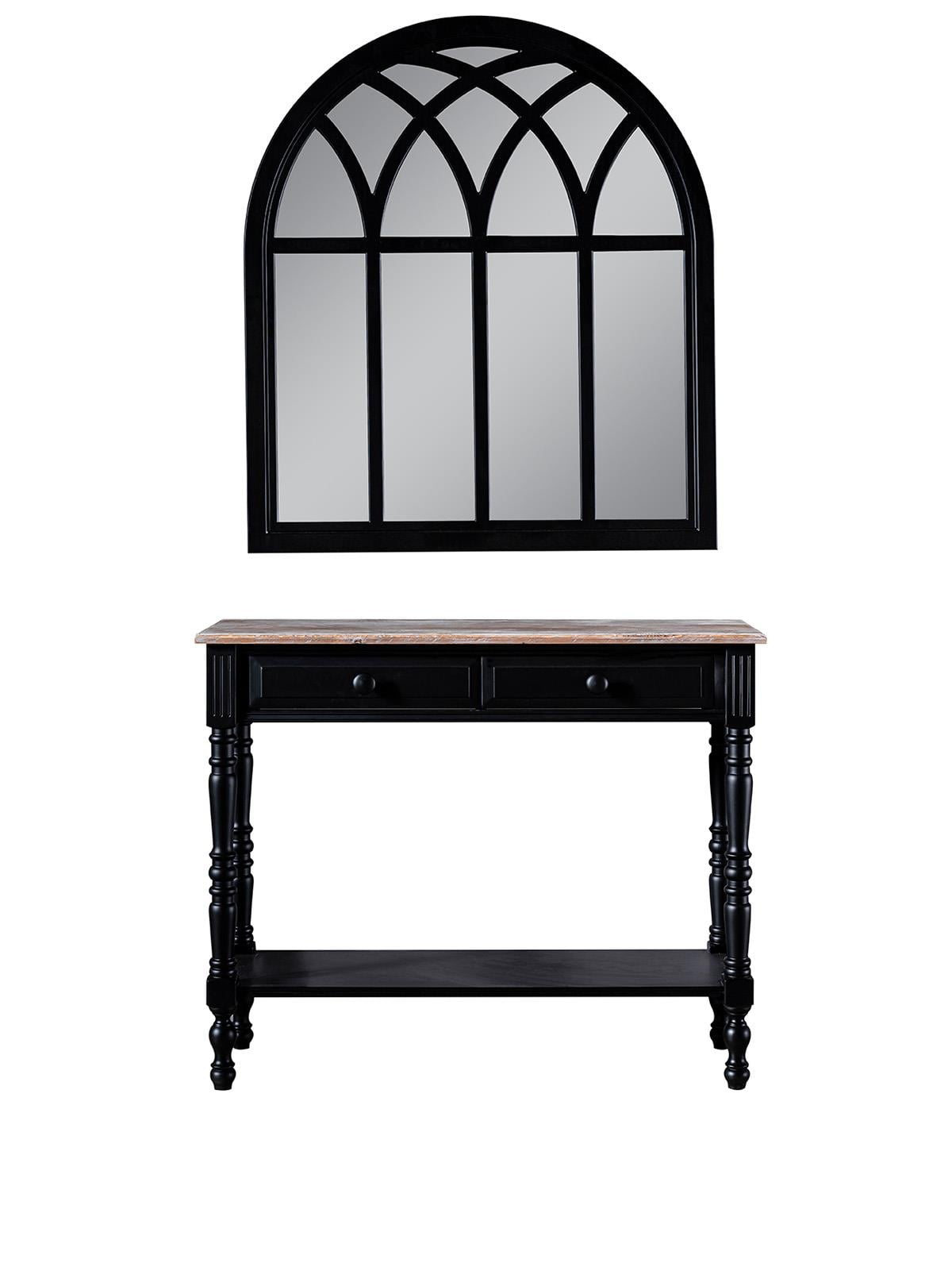 Barbery Doğal Ahşap Siyah Renk Masif Dresuar 120x36 Cm - Modern & Şık Tasarım