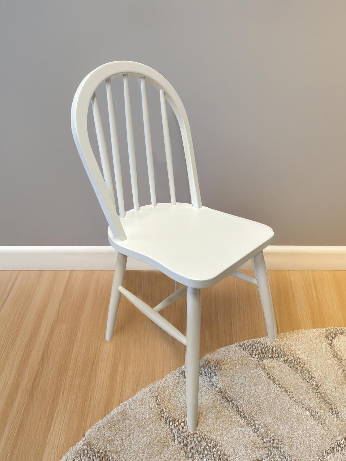Begonvil Çizilmez Naturel Meşe Tabla Beyaz Ayak Dikdörtgen Açılır Masa Takımı 70x127 cm - 4 Ad Beyaz Sandalyeli Şık Tasarım