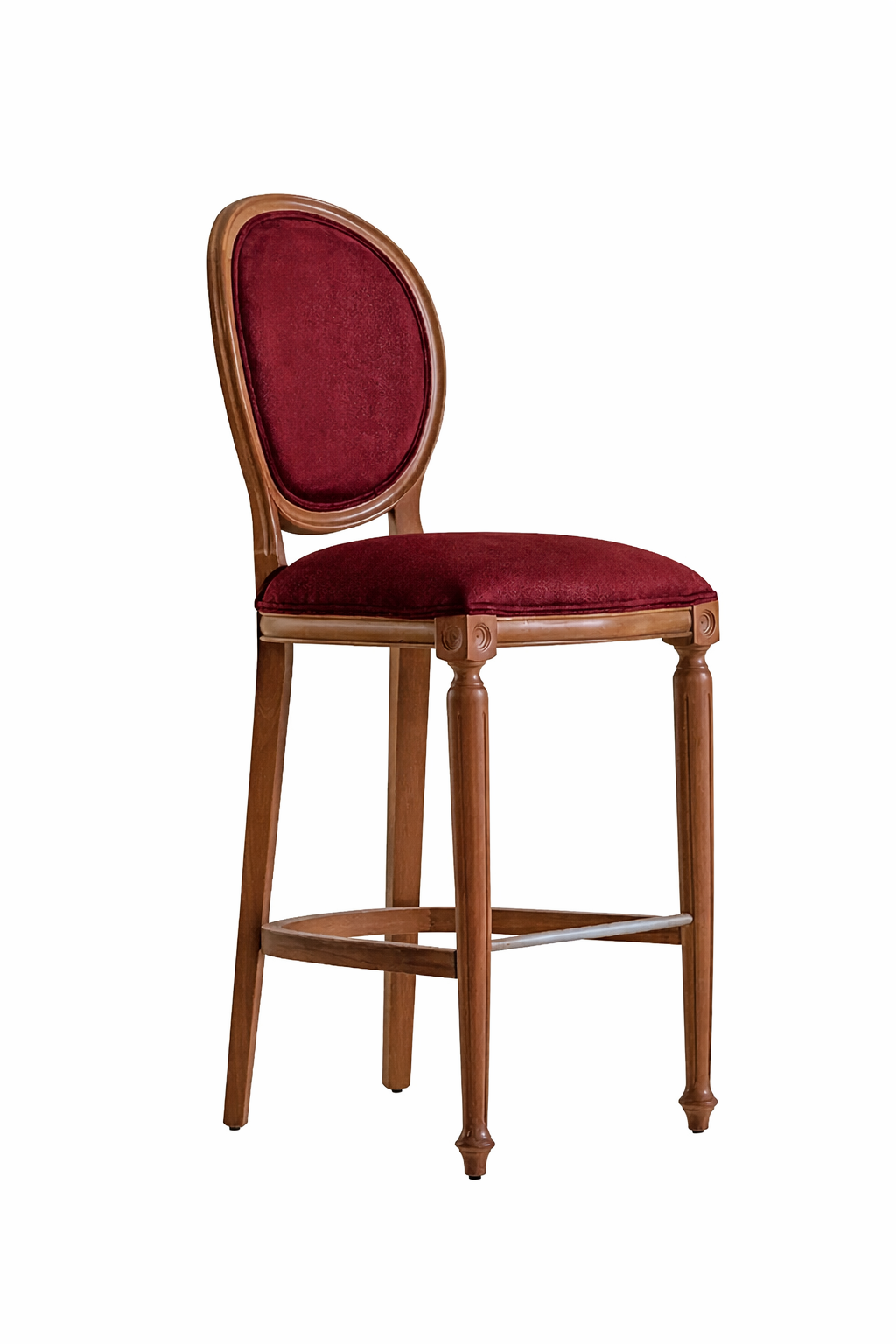 Centa Doğal Ahşap Döşemeli Ceviz Torna Ayaklı Bar Sandalye El İşçiliği Klasik Tarz