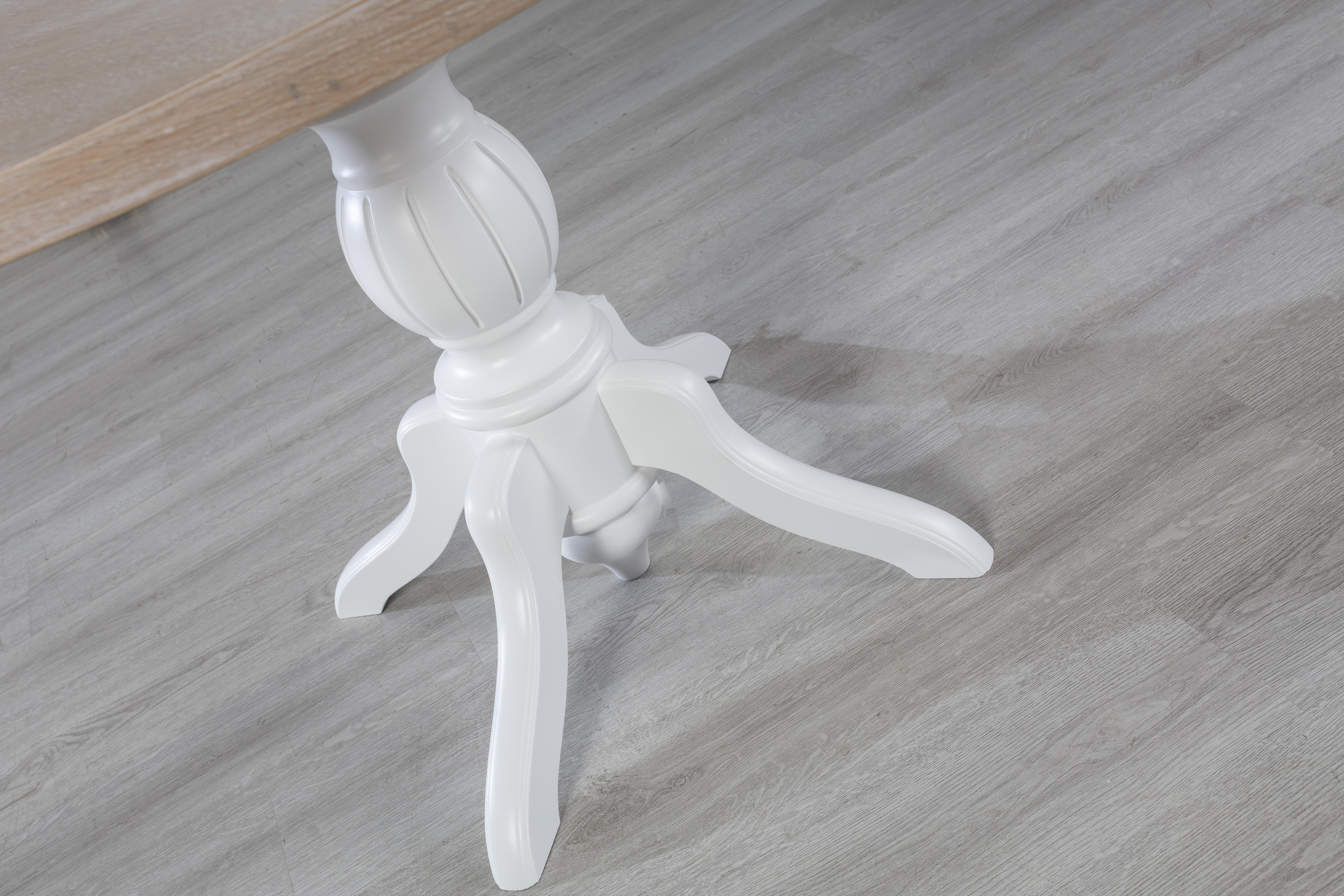 Elegant Doğal Ahşap Beyaz Ayak Yuvarlak Masa Takımı- 4 Doğal Ahşap Beyaz Hazaranlı Sandalye Modern Şık Tasarım