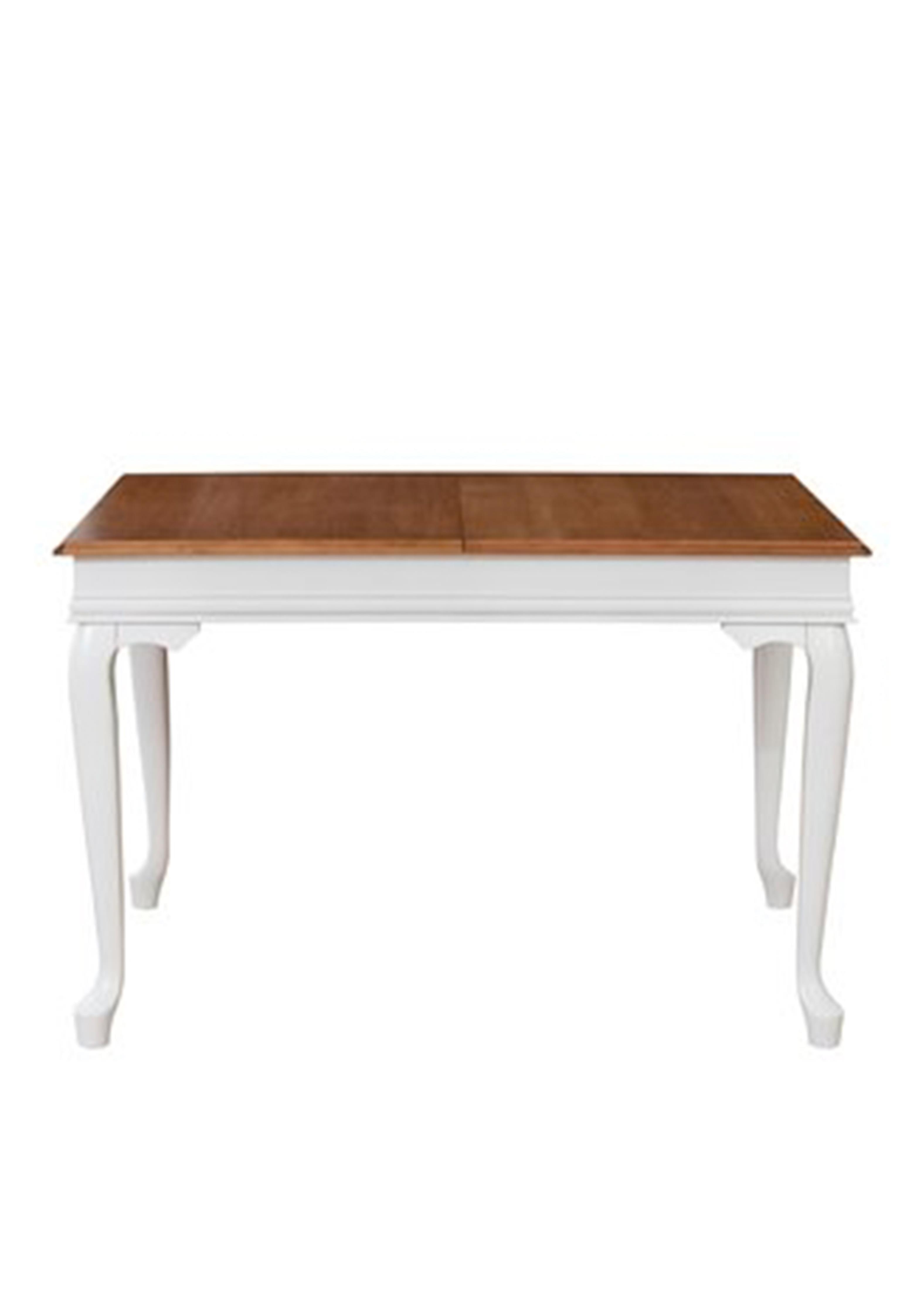 Elegante Doğal Tabla Beyaz Ayak Dikdörtgen Açılır Masa Takımı 120x80 cm - 4 Doğal Ahşap Beyaz Renk Sandalye Modern Şık Tasarım