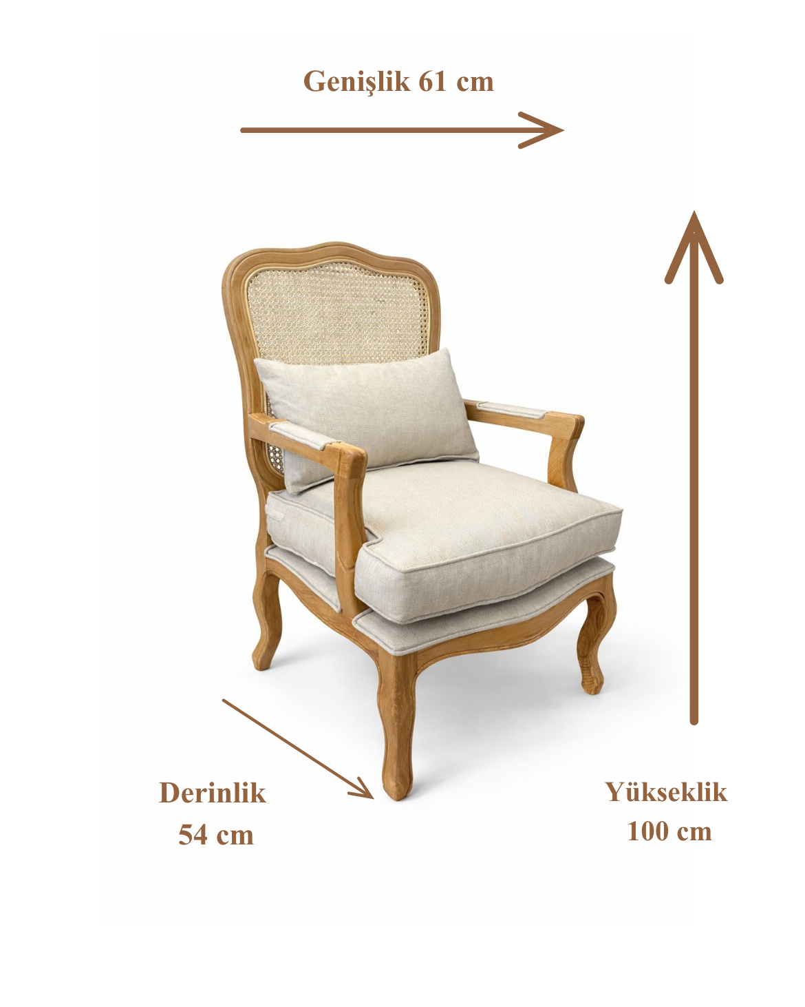 Etna Doğal Ahşap Hazeranlı Berjer El İşçiliği Modern Şık Tasarım