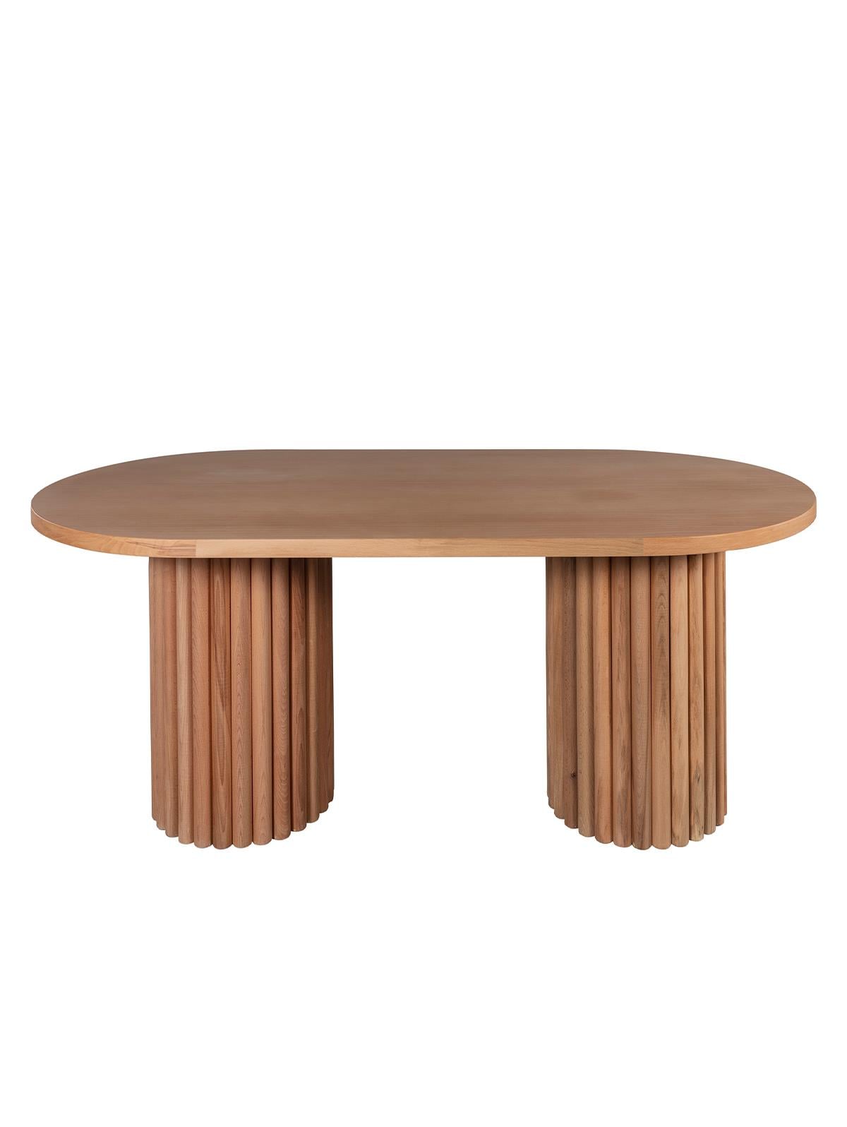 İtalyan Doğal Ahşap Naturel Renk Oval Masa 170x90 Cm - Bohem & İskandinav Tarz