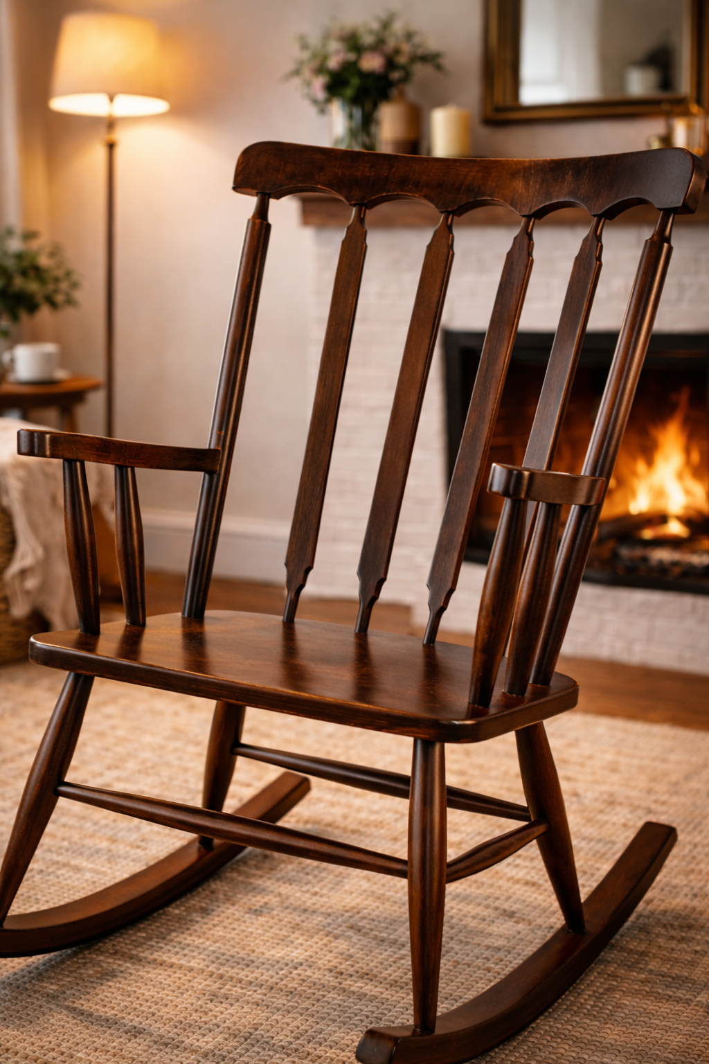 Julia Doğal Ahşap Kayın Ceviz Renk Sallanır Sandalye Detaylı İşçilik Modern Şık Tasarım