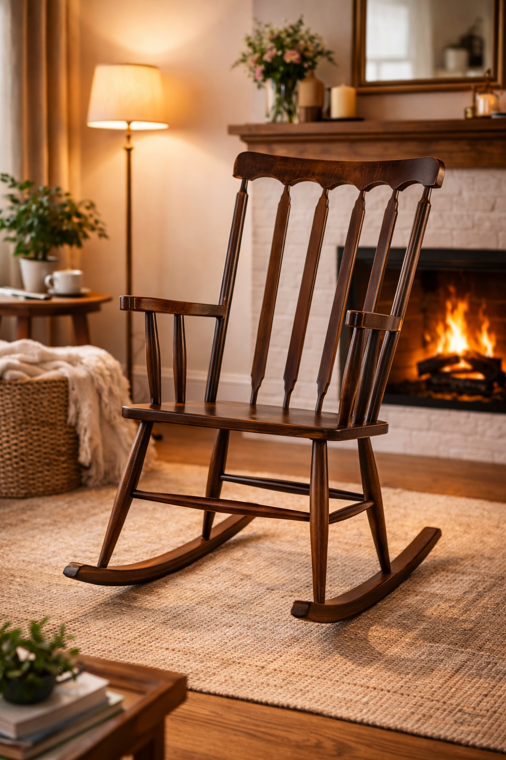 Julia Doğal Ahşap Kayın Ceviz Renk Sallanır Sandalye Detaylı İşçilik Modern Şık Tasarım