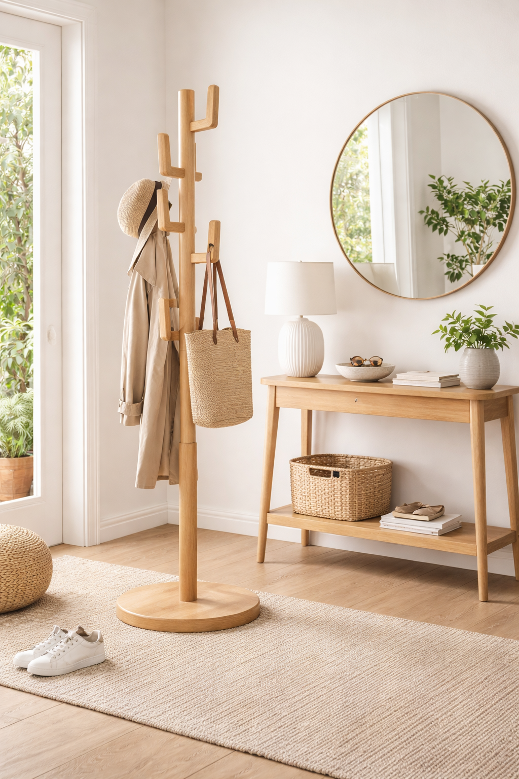 Kaktüs Askılık | El Yapımı Masif Ahşap Ayaklı Askı 178 cm