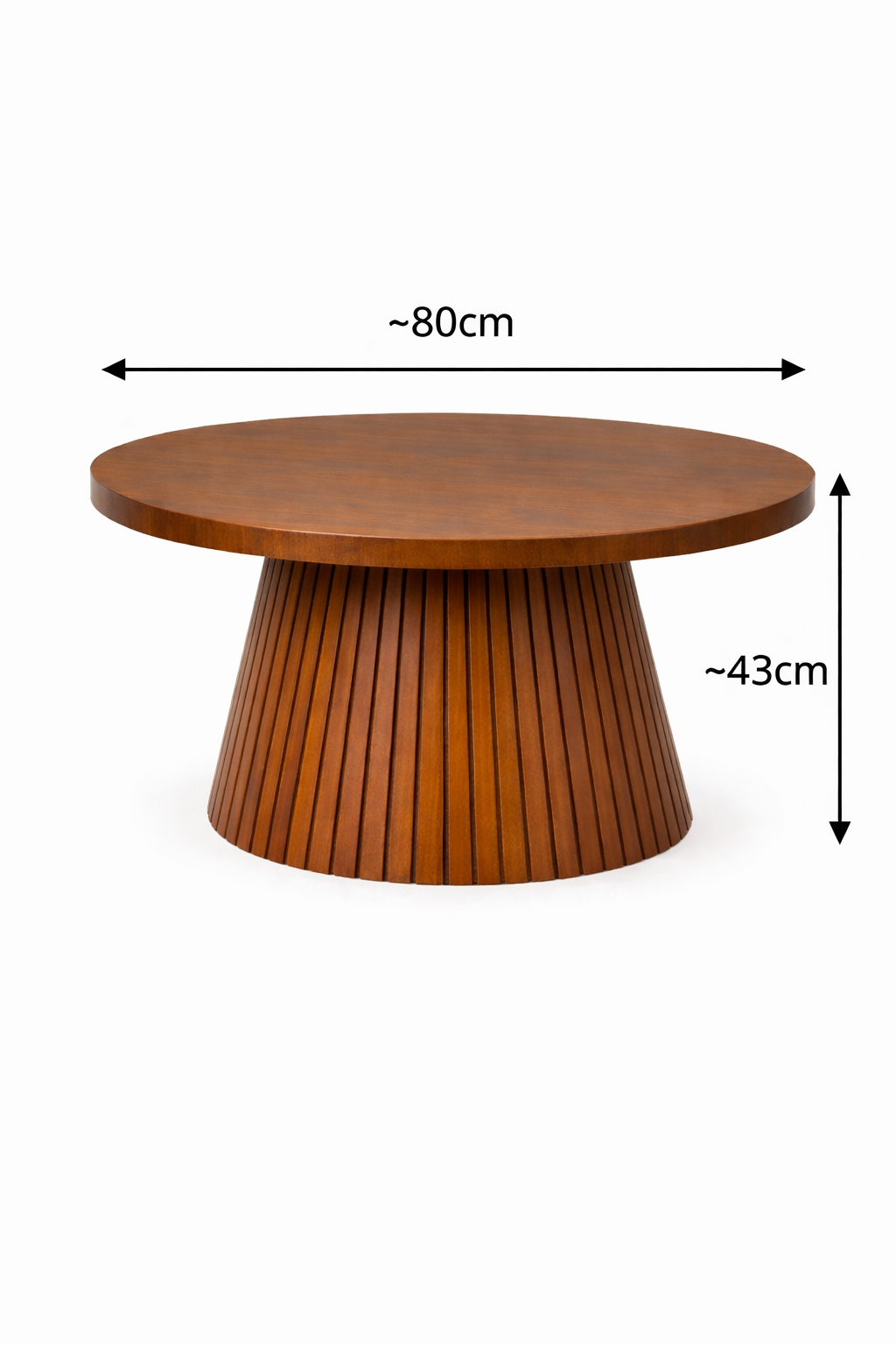 Kayın Fıçı Çizgili Orta Sehpa 80×80 cm 43 cm Ahşap Orta Sehpa