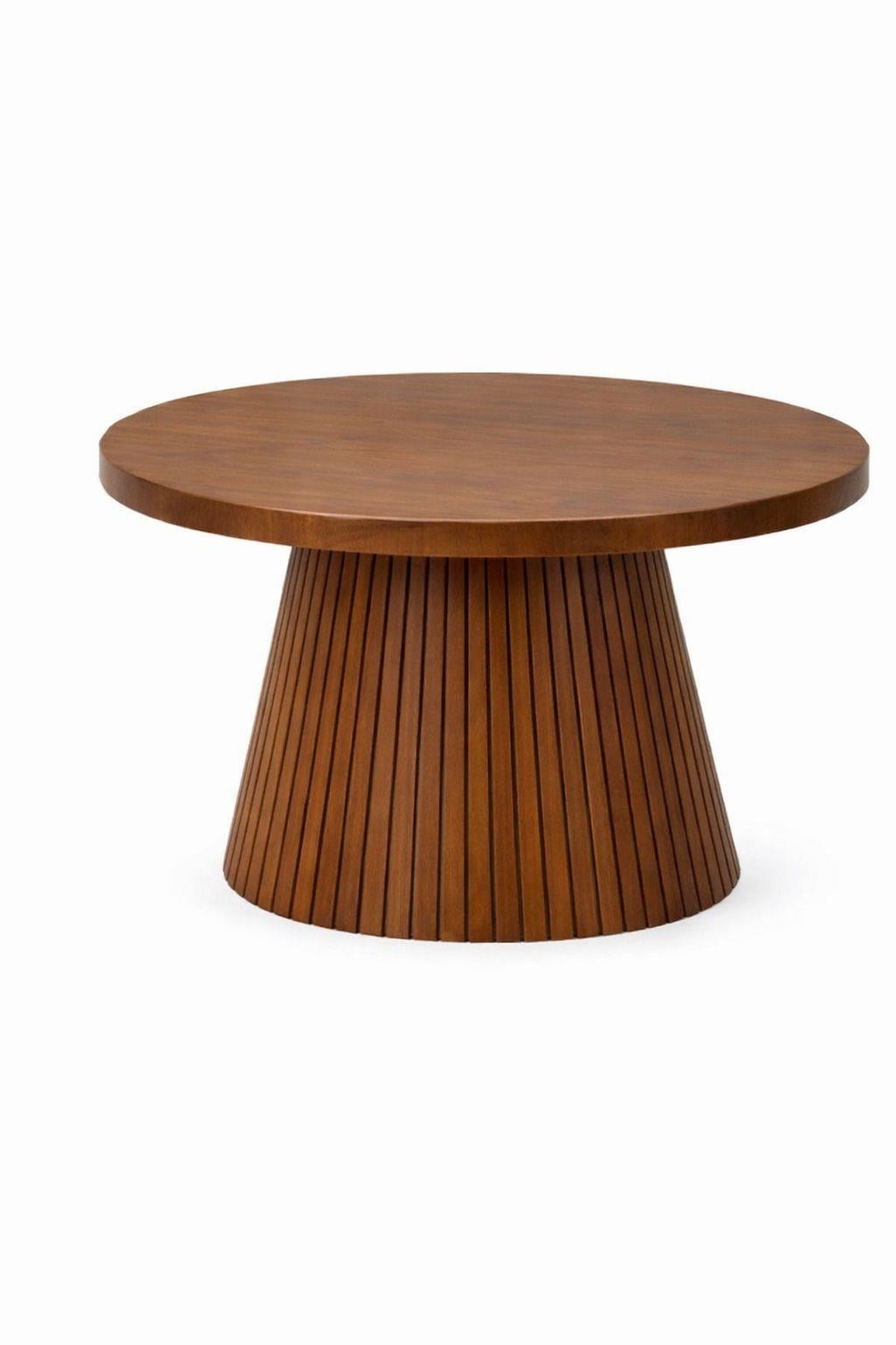 Kayın Fıçı Çizgili Orta Sehpa 80×80 cm 43 cm Ahşap Orta Sehpa