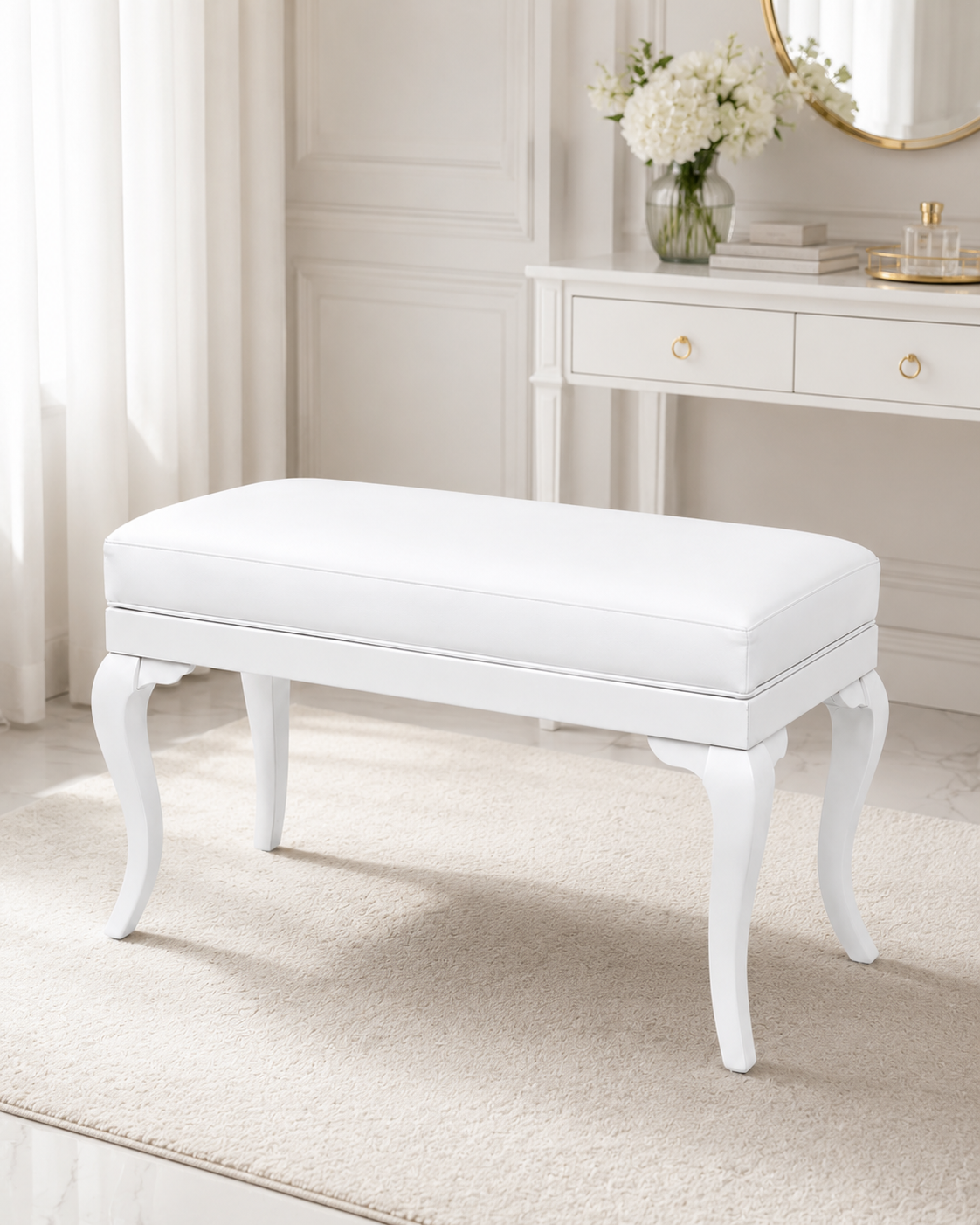 Klasik Bench Puf 90x42 cm Ahşap Ayaklı Oturma Pufu | Alberohome
