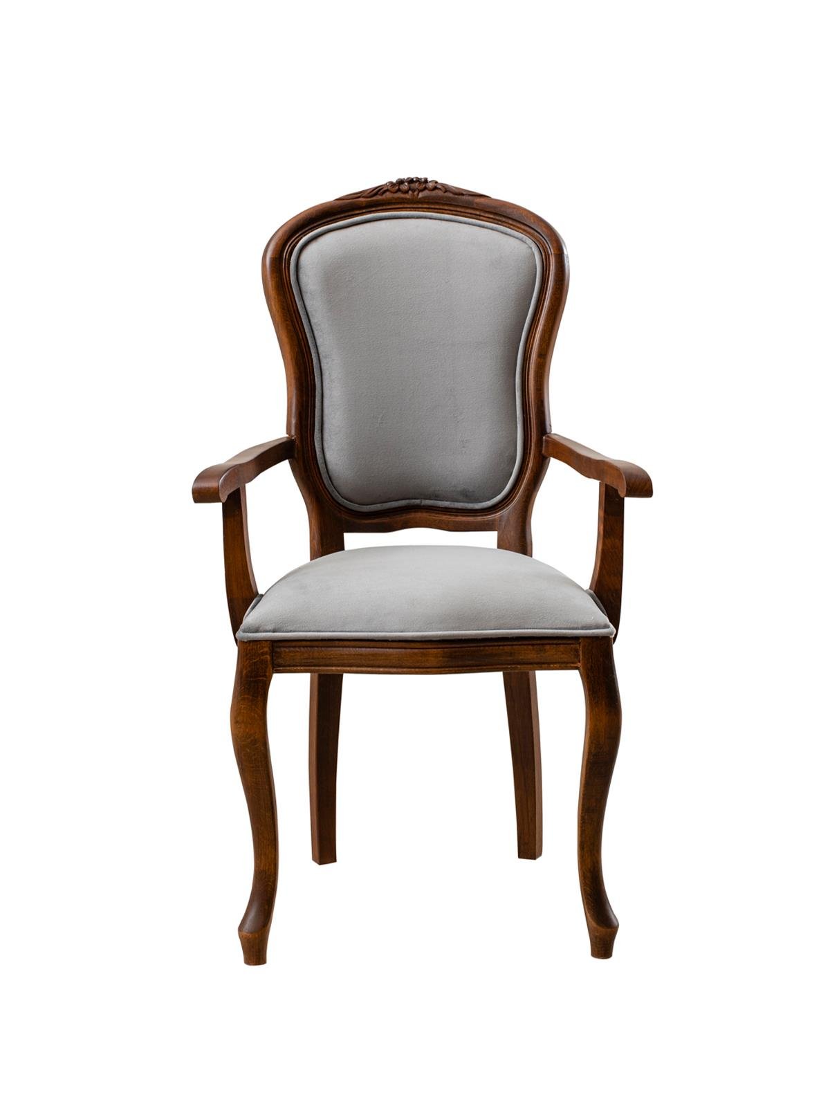 Lattomeri Doğal Ahşap Kayın Ceviz Renk Kolçaklı Sandalye Detaylı İşçilik Modern Şık Tasarım