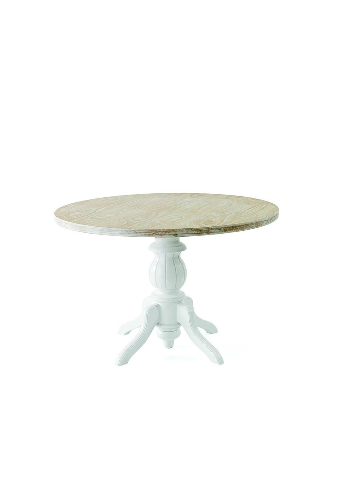 Lida Doğal Ahşap Meşe Tabla Beyaz Ayak Yuvarlak Masa- Bohem & İskandinav Tarz