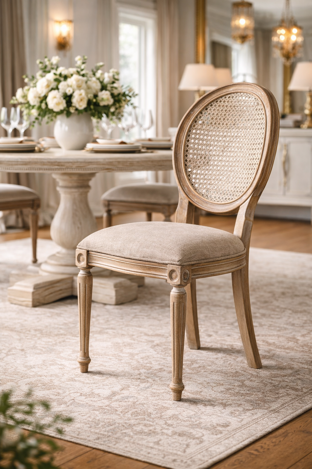 Luz Doğal Ahşap Kayın Krem Renk Hazeranlı Eskitme Sandalye Detaylı İşçilik Modern Şık Tasarım