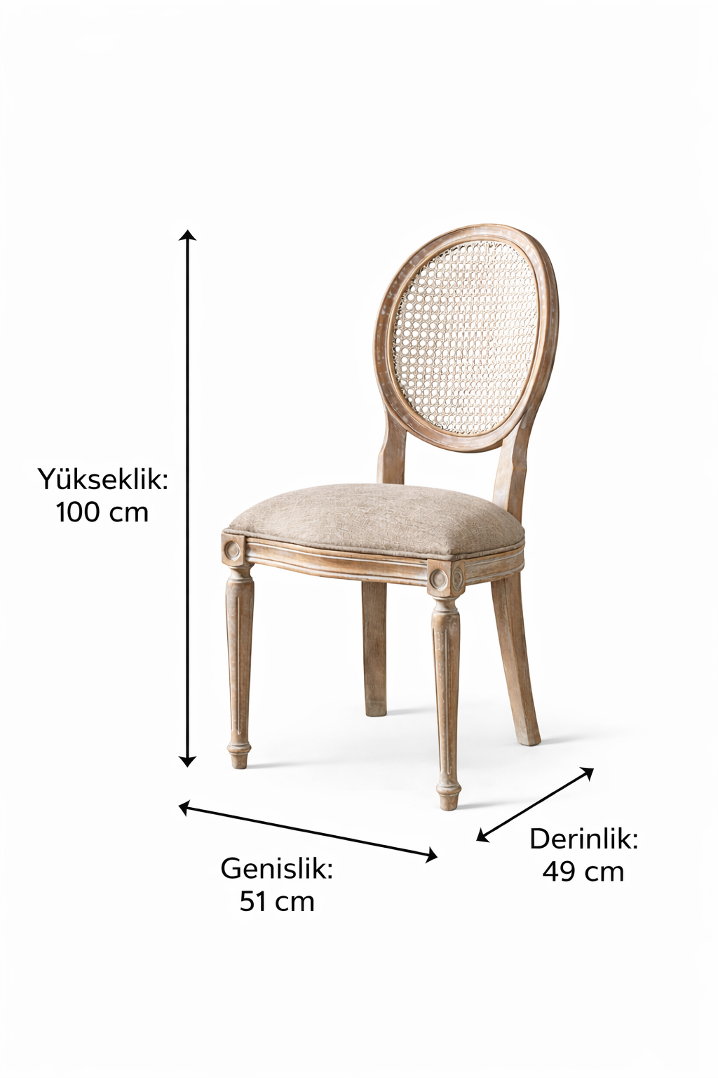 Luz Doğal Ahşap Kayın Krem Renk Hazeranlı Eskitme Sandalye Detaylı İşçilik Modern Şık Tasarım