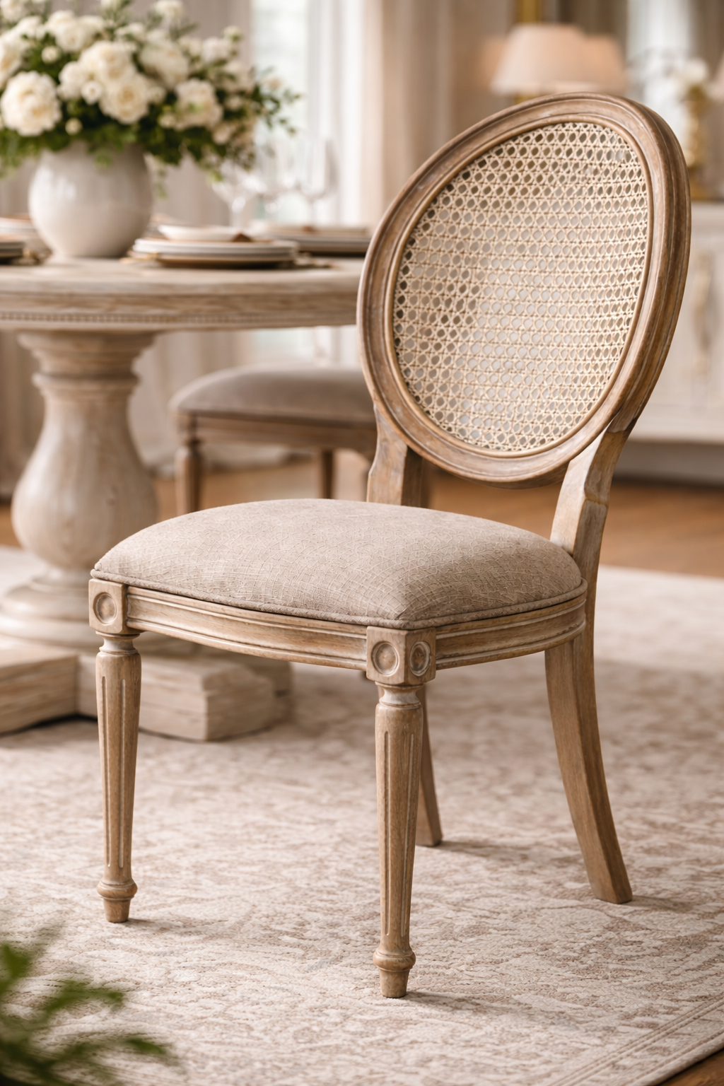 Luz Doğal Ahşap Kayın Krem Renk Hazeranlı Eskitme Sandalye Detaylı İşçilik Modern Şık Tasarım