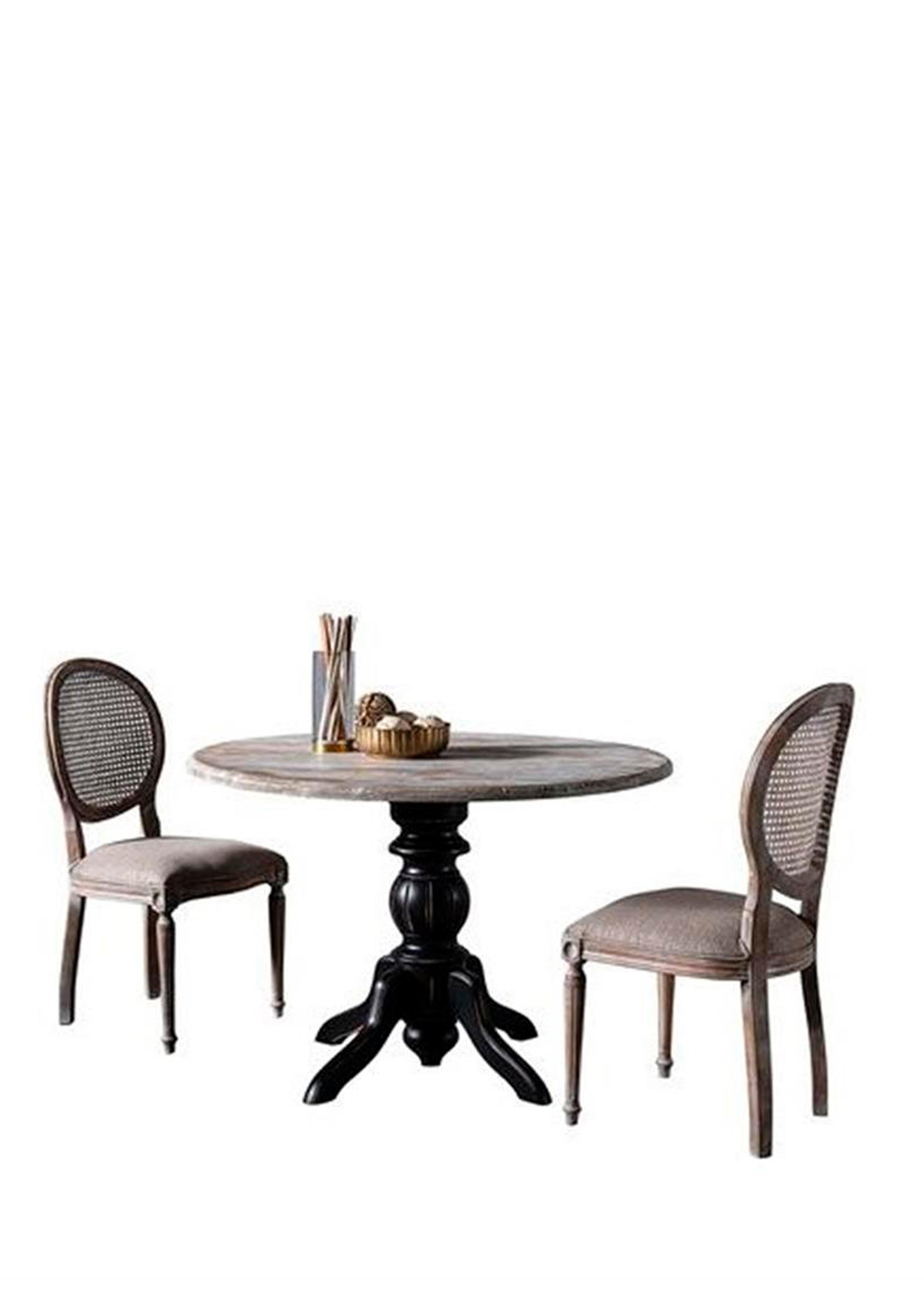 Luz Doğal Ahşap Masif Yuvarlak Masa Takımı 120x120 cm - 4 Doğal Ahşap Hazeranlı Sandalye Modern Şık Tasarım