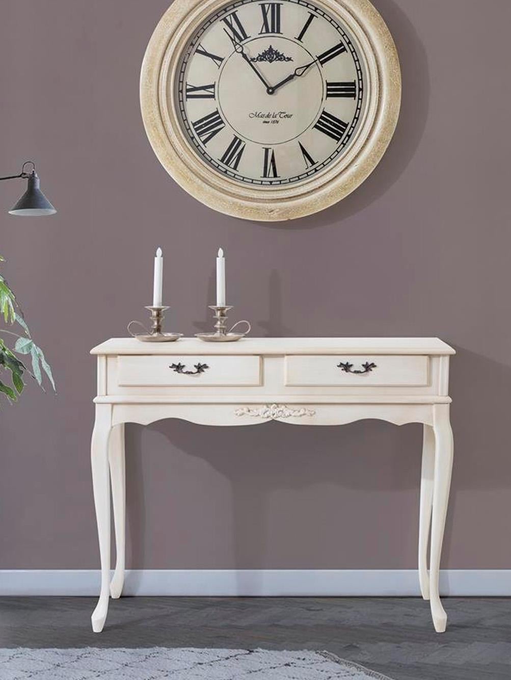 Magnit Doğal Ahşap Patine Krem Renk Dresuar 100x38 Cm - Modern & Şık Tasarım