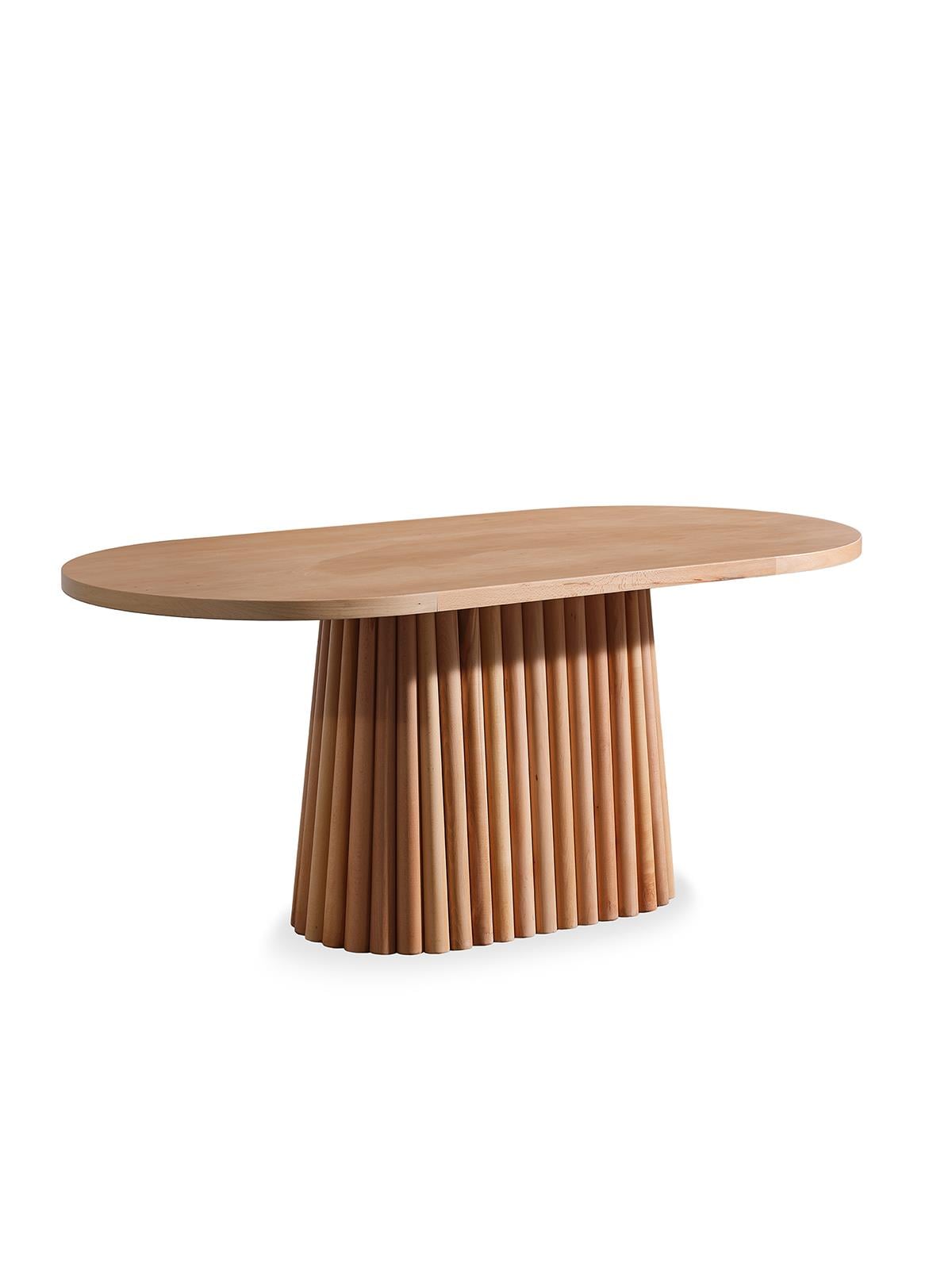 Melita Doğal Ahşap Naturel Renk Oval Masa 170x90 Cm - Bohem & İskandinav Tarz