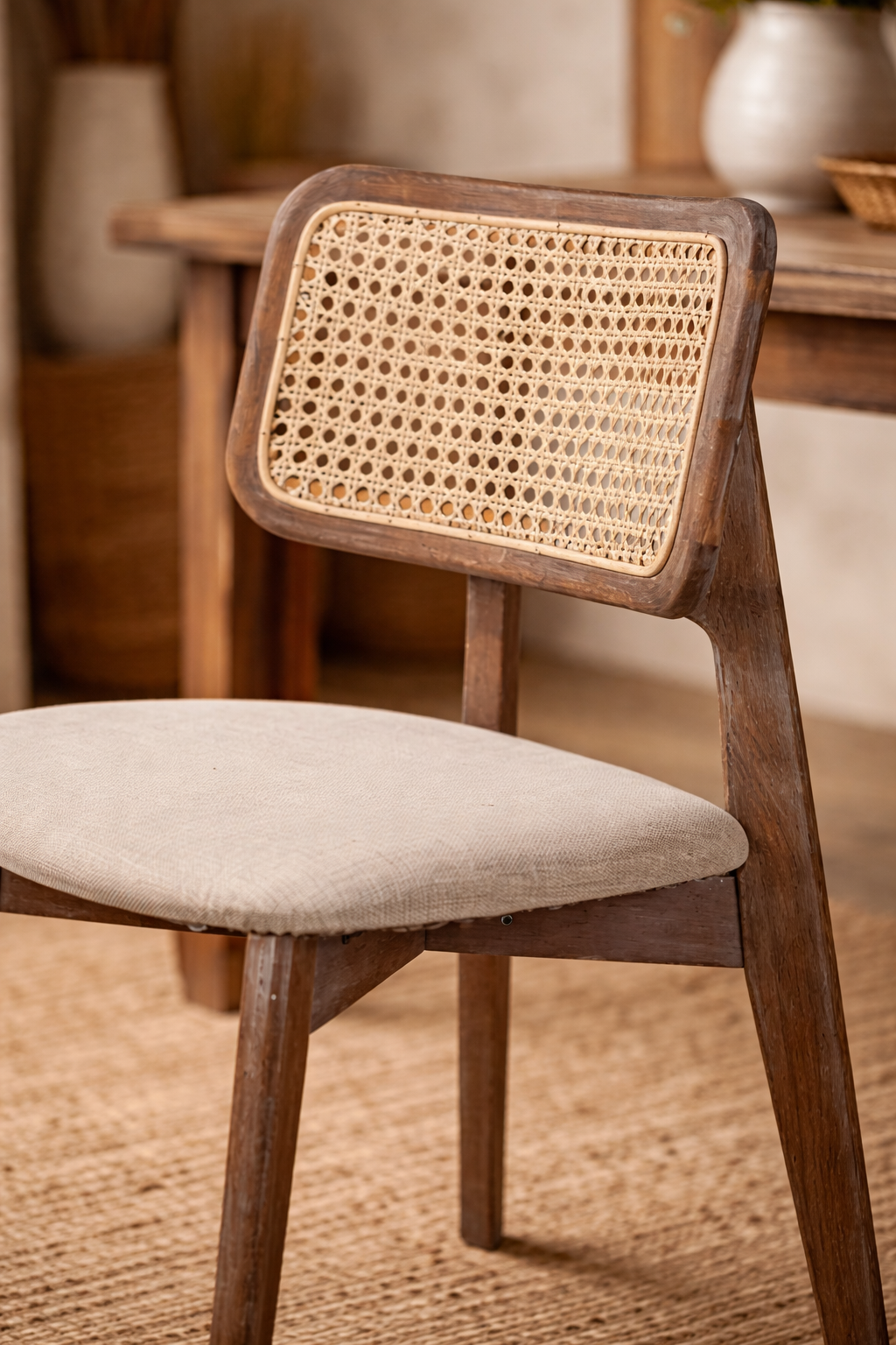 Melodi Doğal Kayın Ahşap Krem Hazeranlı Masif Eskitme Sandalye Detaylı İşçilik Modern Şık Tasarım