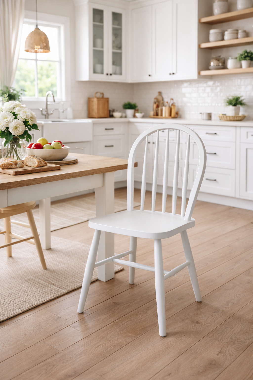 Miranda Doğal Ahşap Kayın Beyaz Renk Sandalye Detaylı İşçilik Modern Şık Tasarım