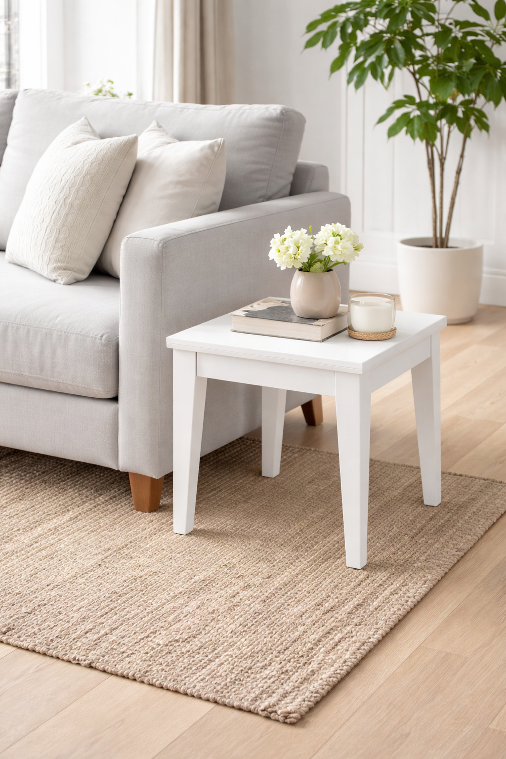 Modern Kare Yan Sehpa 55x55x54 cm – Minimal Salon Sehpası