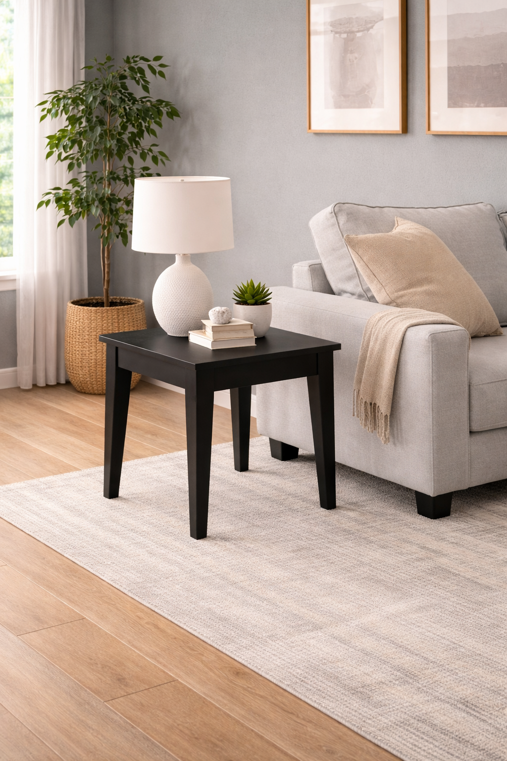 Modern Kare Yan Sehpa 55x55x54 cm – Minimal Salon Sehpası