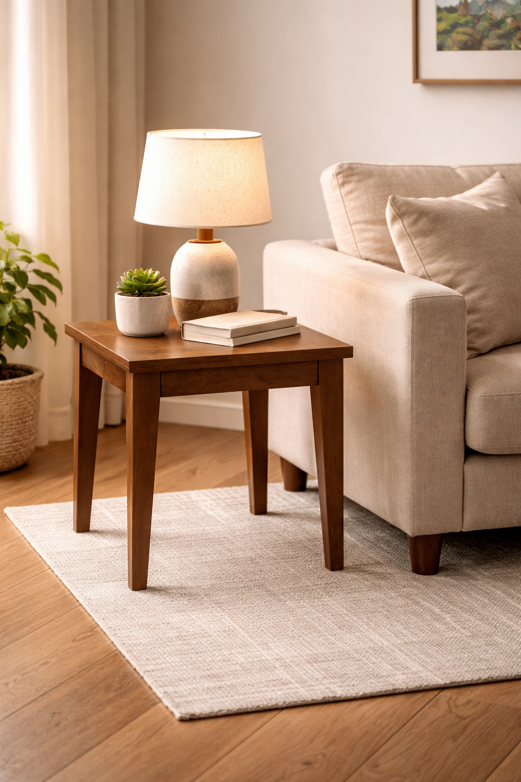 Modern Kare Yan Sehpa 55x55x54 cm – Minimal Salon Sehpası