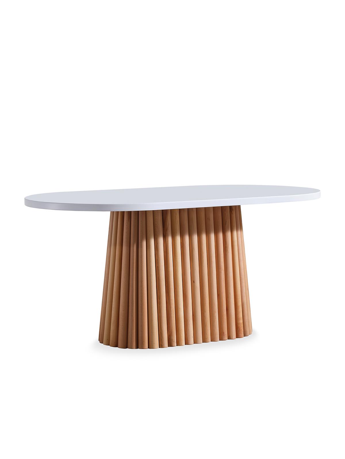 Montreal Doğal Ahşap Beyaz Tabla Naturel Ayak Oval Masa 170x90 Cm - Bohem & İskandinav Tarz