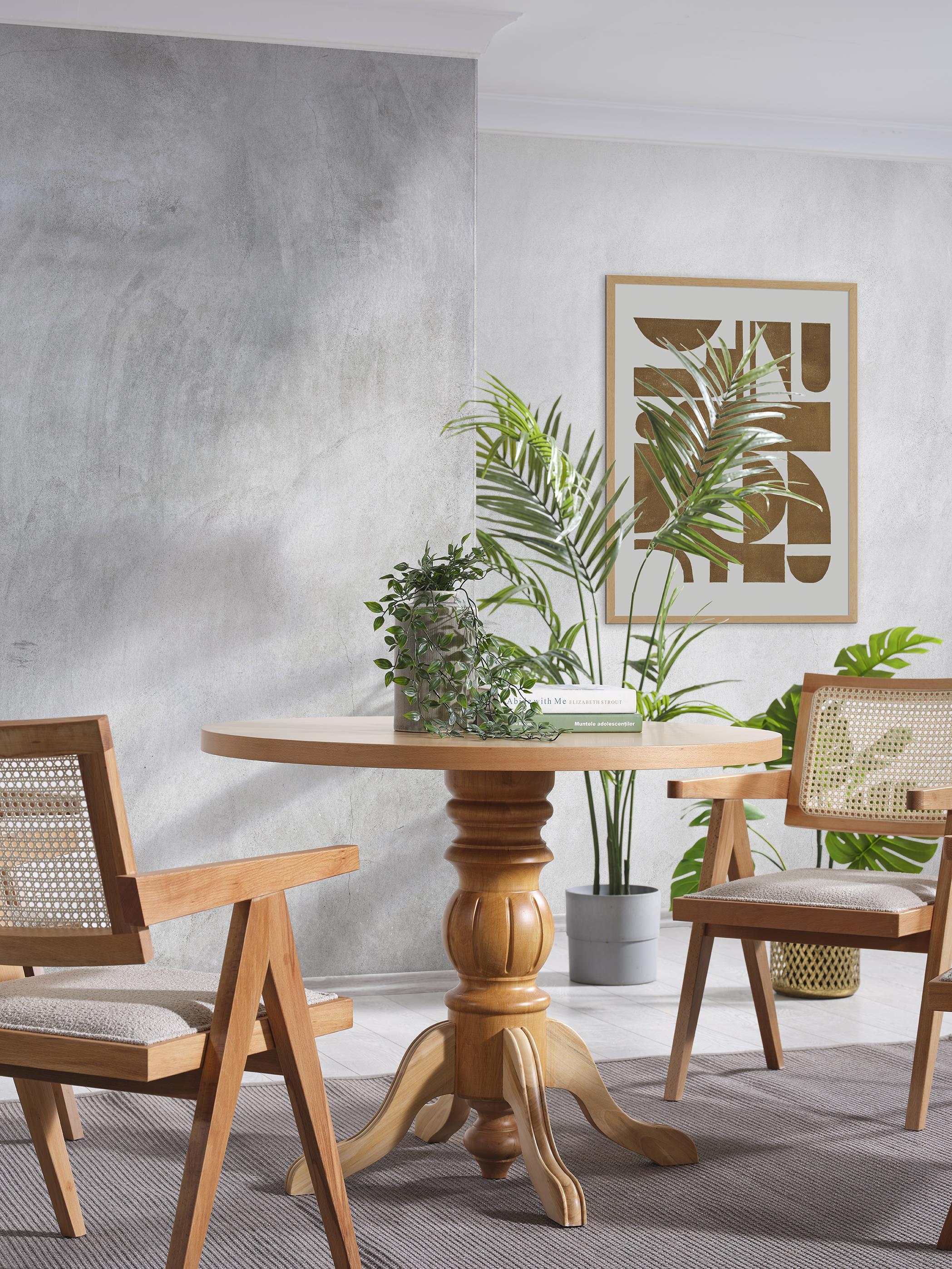 Tondo Doğal Ahşap Naturel Renk Yuvarlak Masa- Bohem & İskandinav Tarz