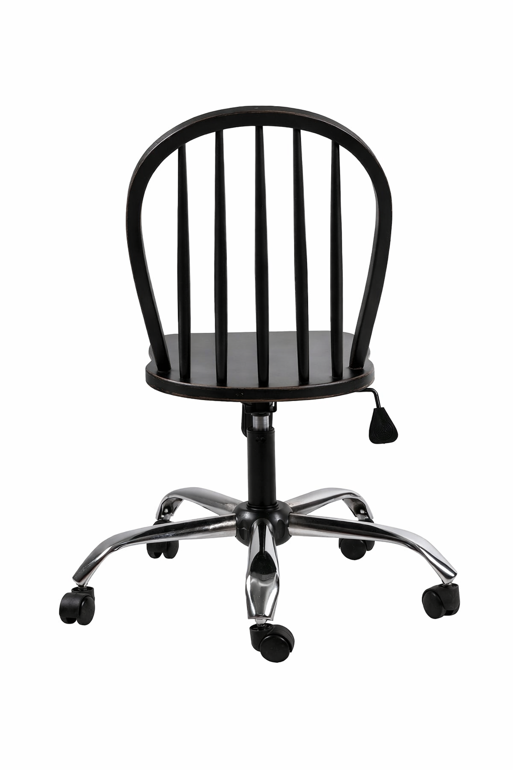 Neige Doğal Ahşap Siyah Renk Eskitme Döner Çalışma Sandalyesi 45x47x100 Cm - Modern & Şık Tasarım