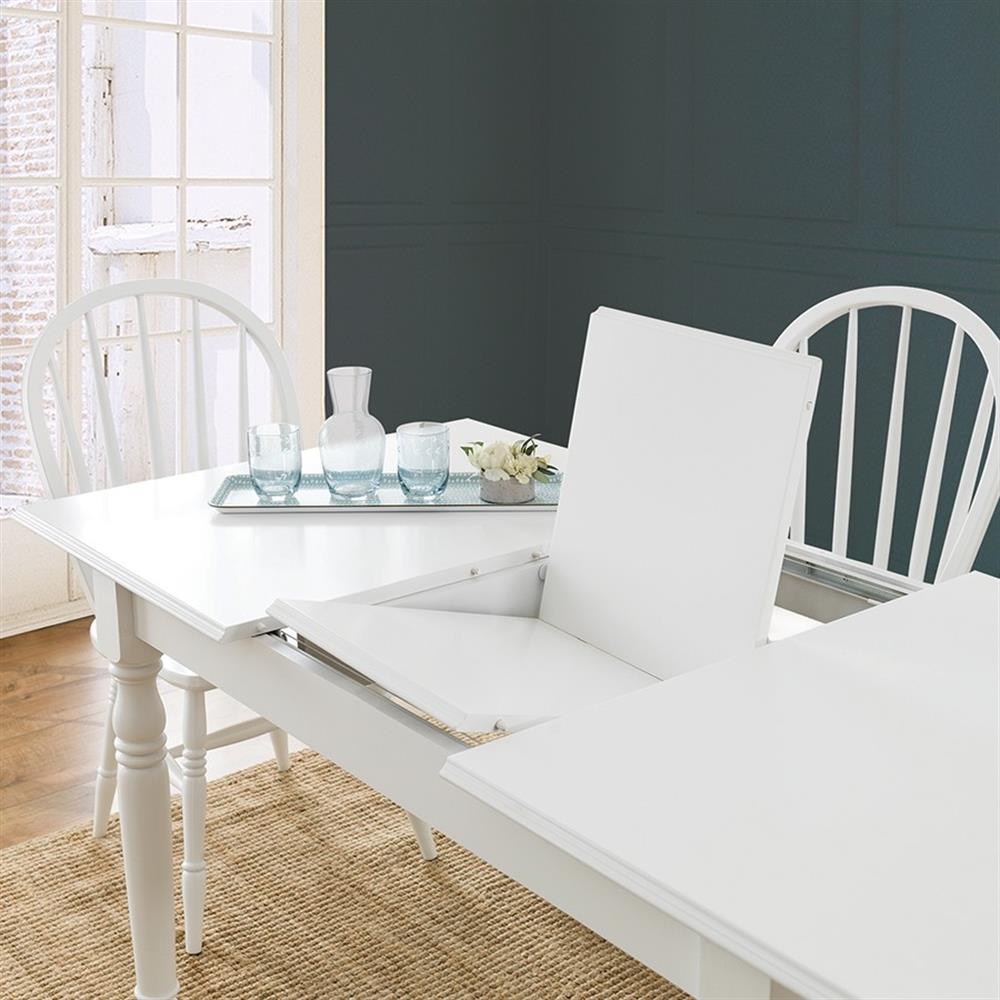 Opera Doğal Ahşap Beyaz Renk Dikdörtgen Açılır Masa Takımı 120x80 cm - 4 Doğal Ahşap Sandalye Modern Şık Tasarım