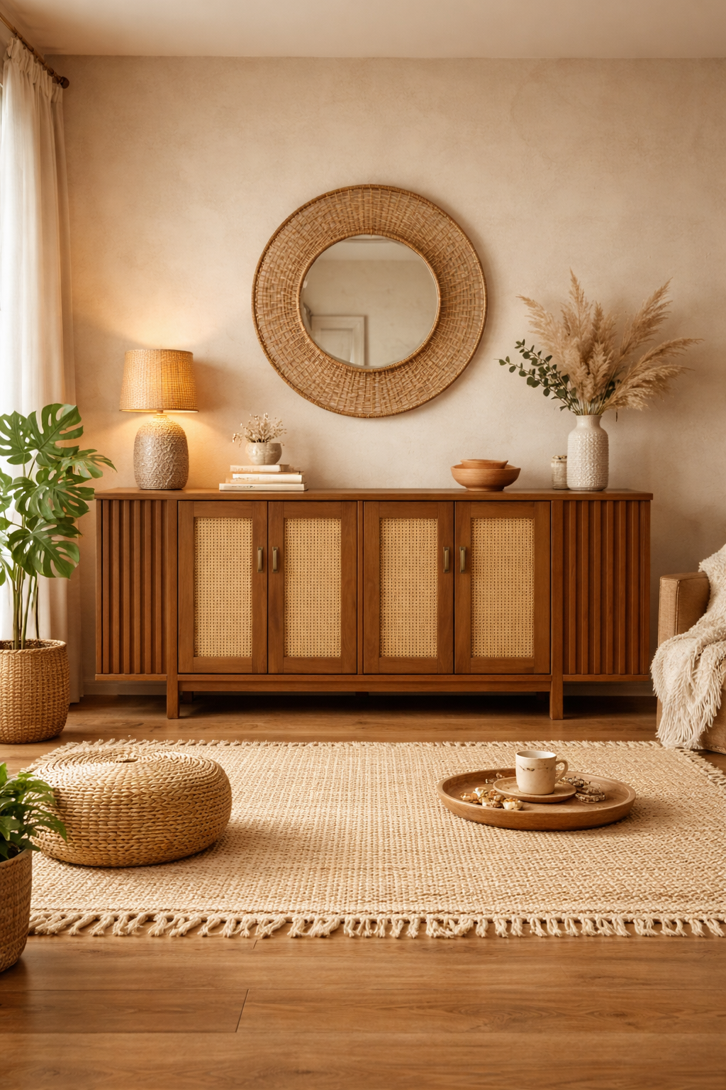 Panelli Kapaklı Ahşap Konsol – Modern Salon ve Antre Konsolu – 200 × 42 × 80 cm