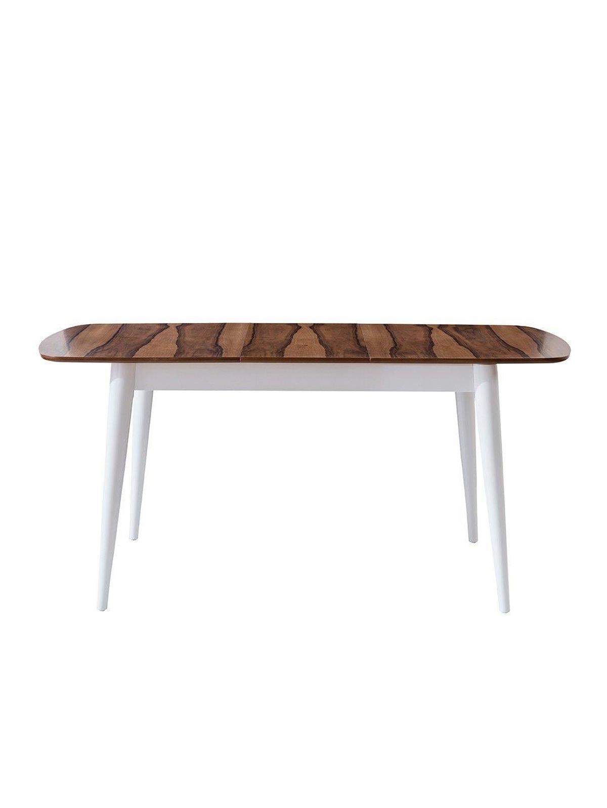 Retro Ceviz Renk Tabla Beyaz Ayak Çizilmez Dikdörtgen Açılır Ahşap Masa 130x80 Cm - Modern & Şık Tasarım