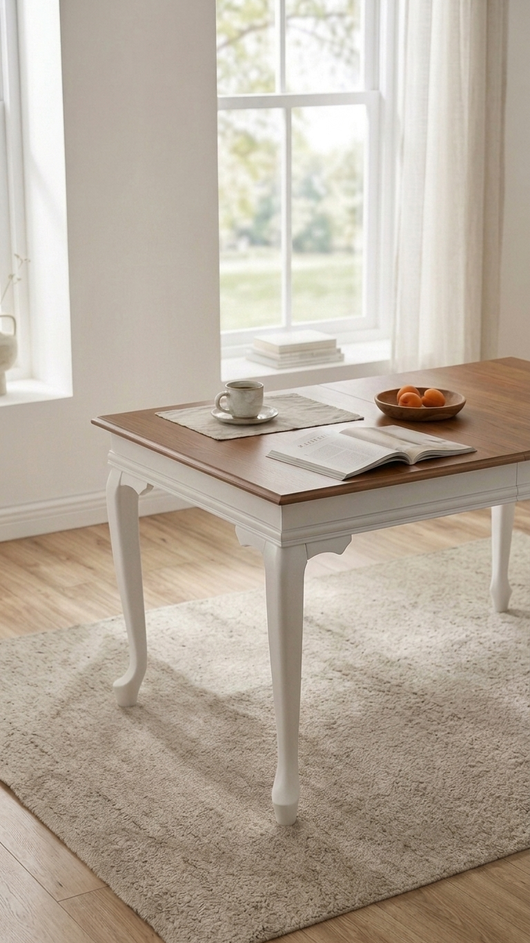 Tanaro Naturel Renk Tabla Beyaz Ayak Çizilmez Dikdörtgen Açılır Ahşap Masa 110x70 Cm - Modern & Şık Tasarım