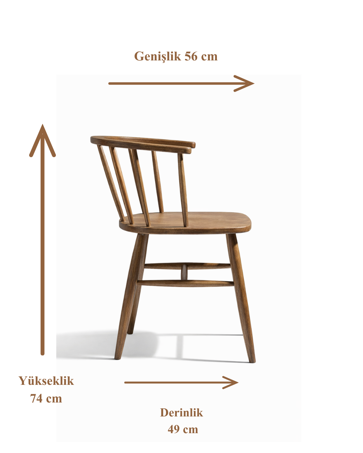 Virel Doğal Ahşap Kayın Kolçaklı Sandalye Kavisli Sırt Tasarım Modern İskandinav Stil | Alberohome