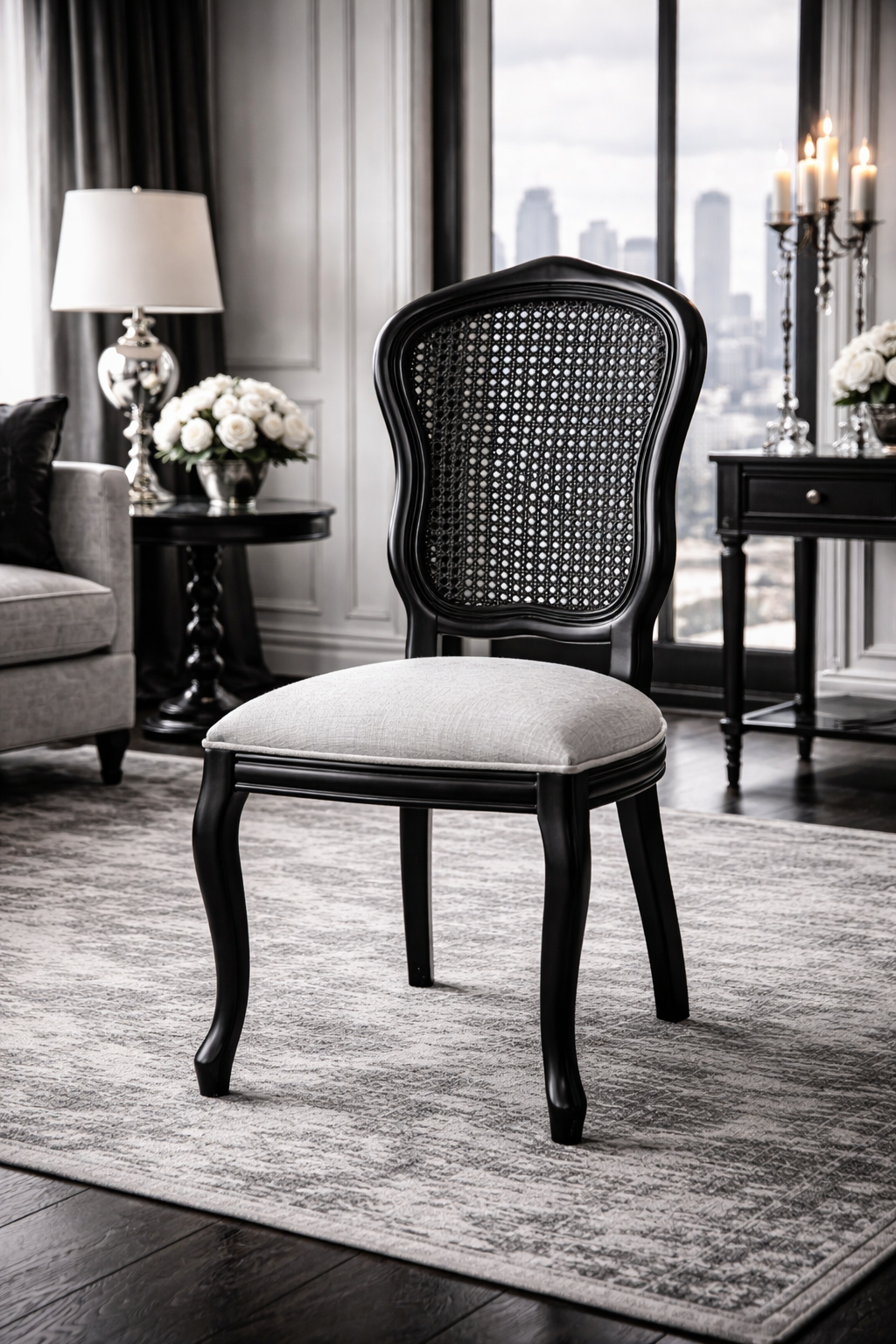 Volda Doğal Ahşap Kayın Siyah Renk Hazeranlı Sandalye Detaylı İşçilik Modern Şık Tasarım